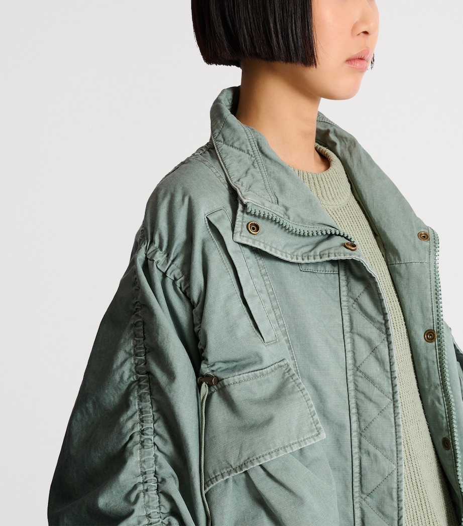 Balmain Womens Cotton Gabardine Parka Jacket Vert Laurier Image 3