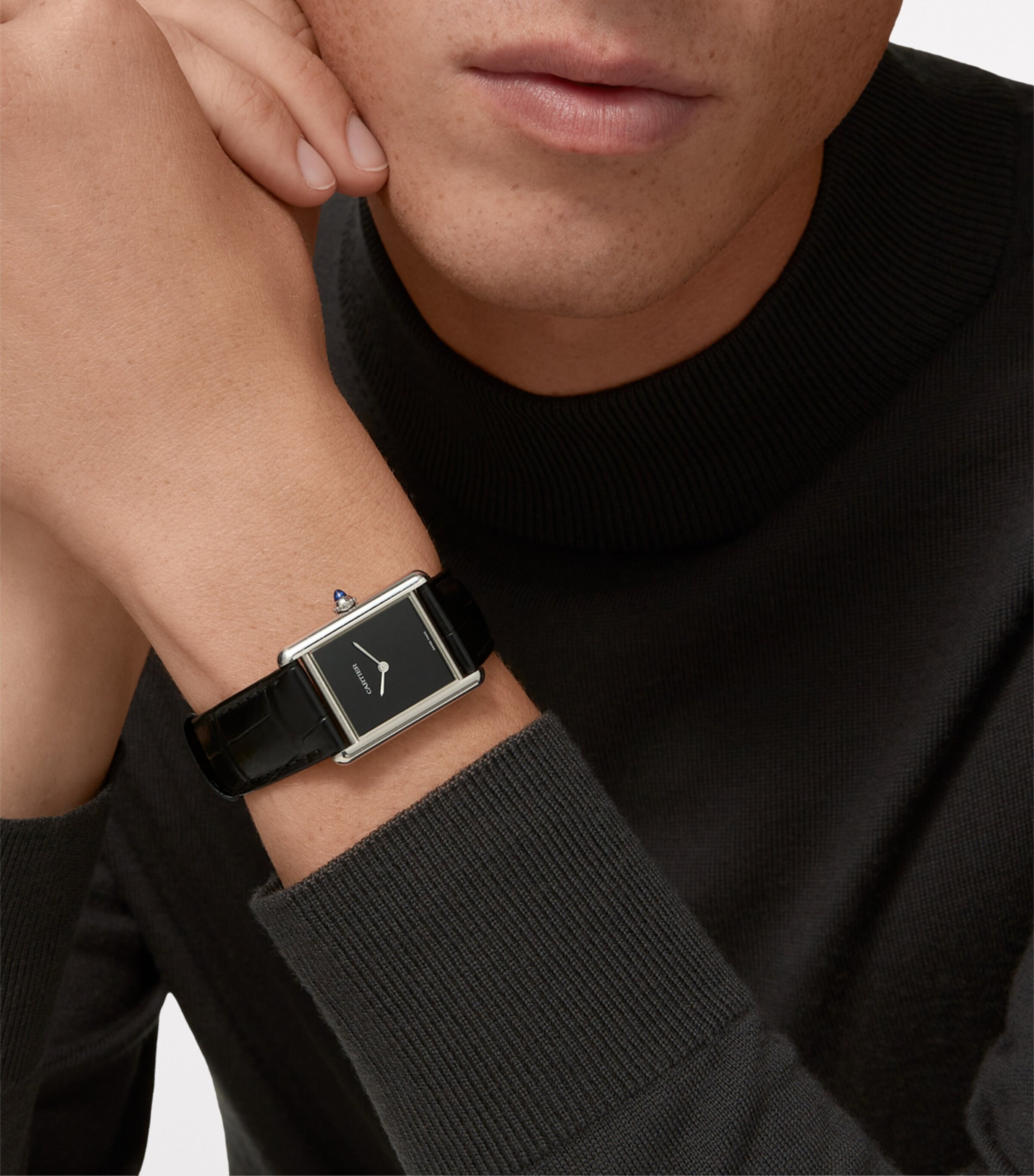 Cartier Stainless Steel Tank Louis Cartier Watch 33.7mm Black Image 3