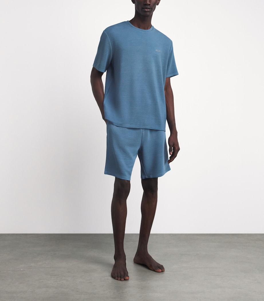 BOSS Mens Rib-Knit Logo Shorts Light/pastel Blu Image 2