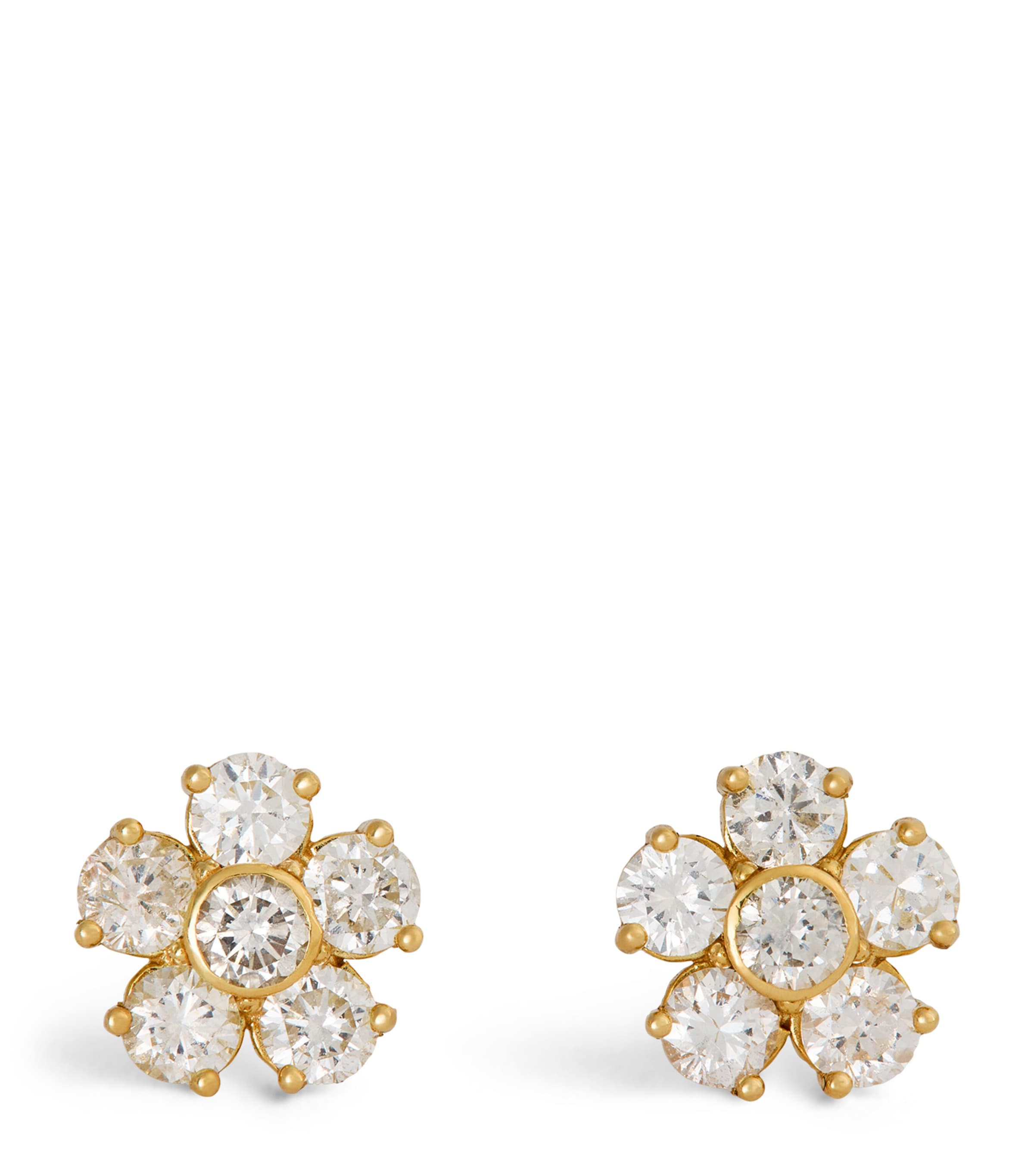 Shop Jennifer Meyer Large Yellow Gold And Diamond Flower Stud Earrings