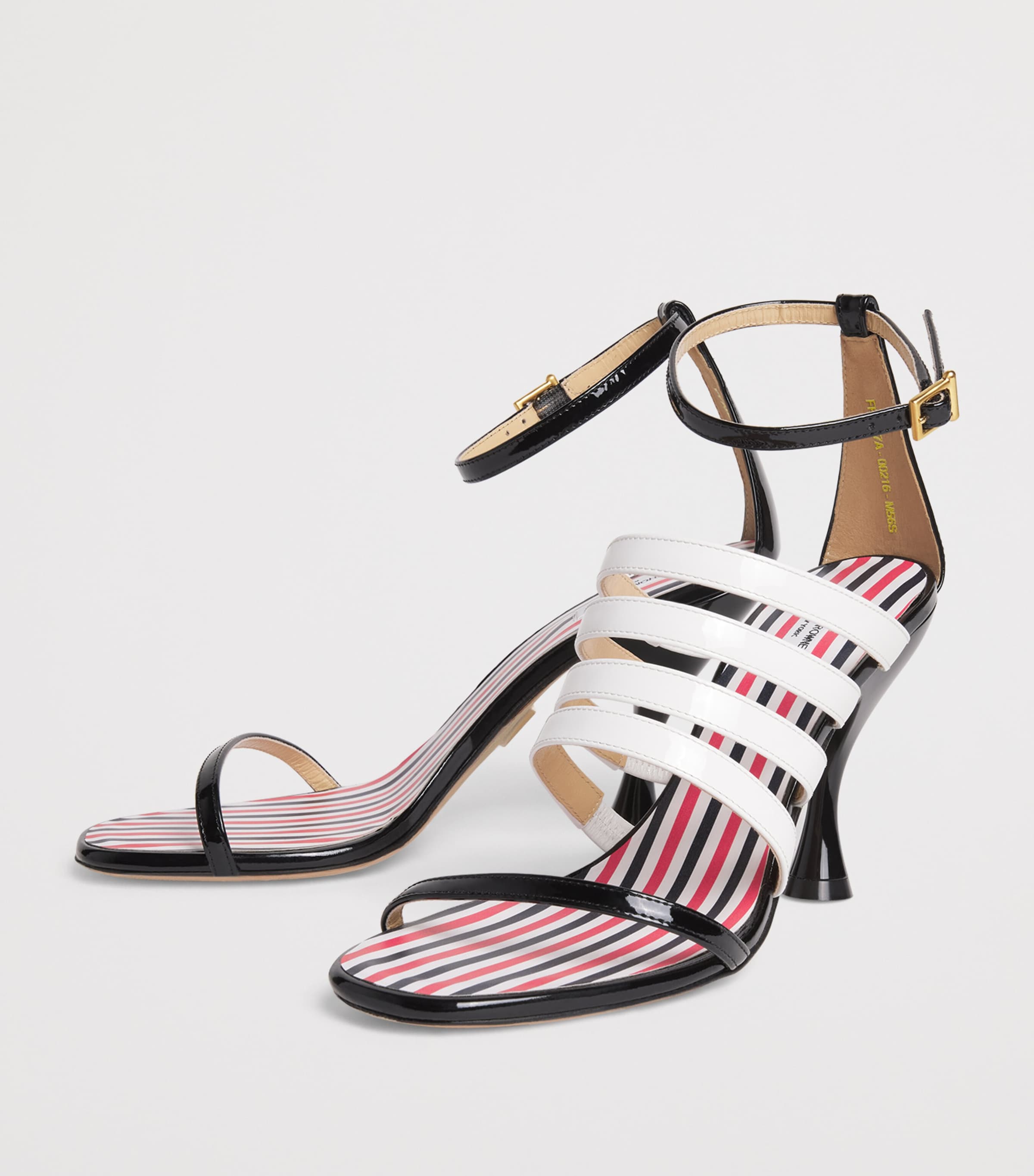 Thom Browne Patent Leather 4-Bar Heeled Sandals 90 Blk/wht Image 3
