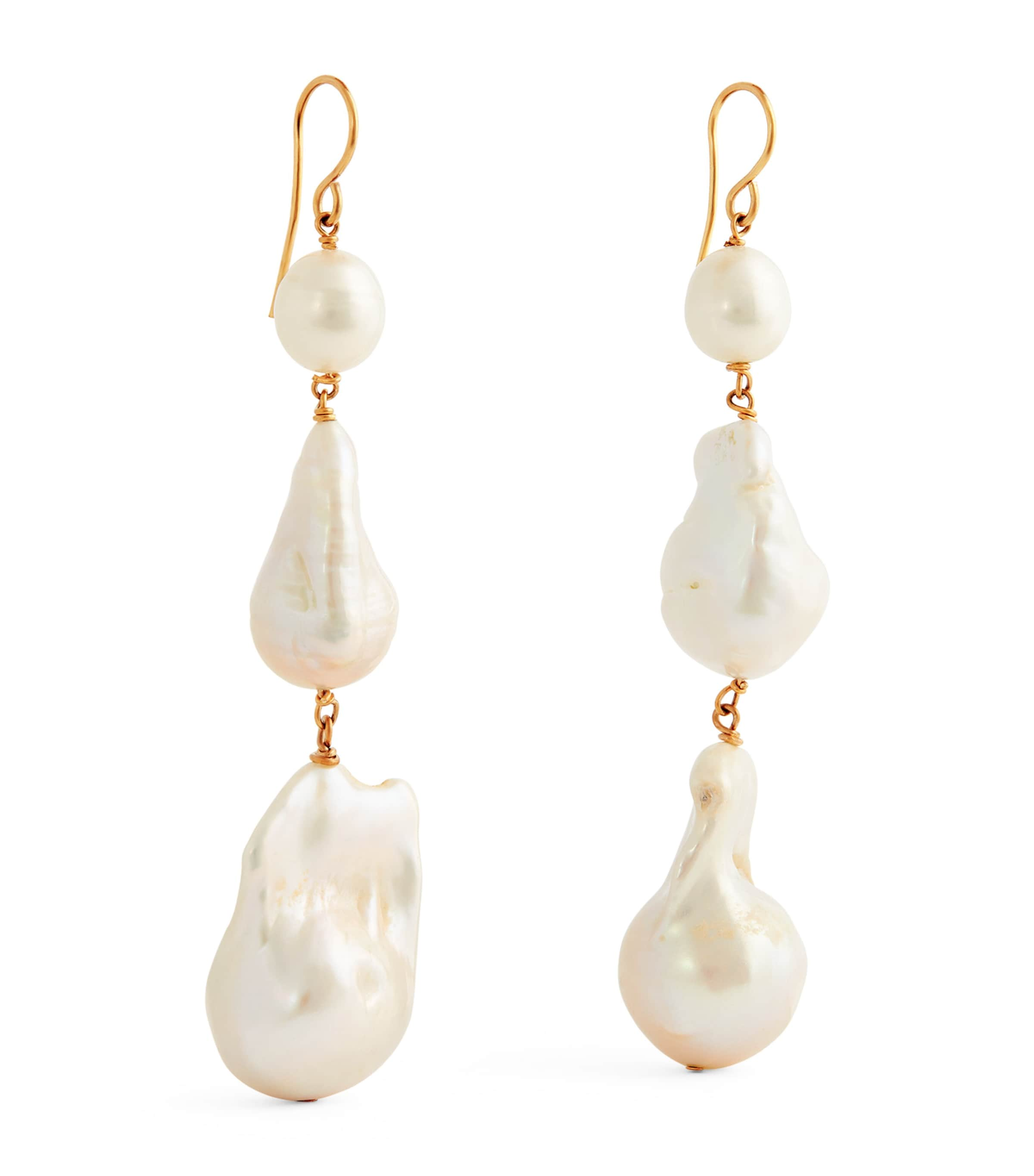 Jil Sander Pearl Drop Earrings In Gold