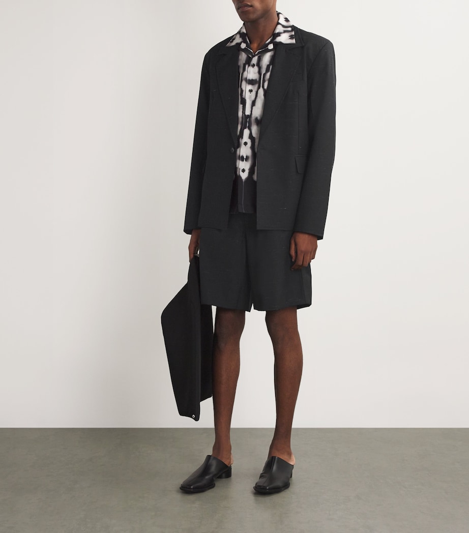 Wool-Linen Heathered Tailored Shorts BLACK Image 2