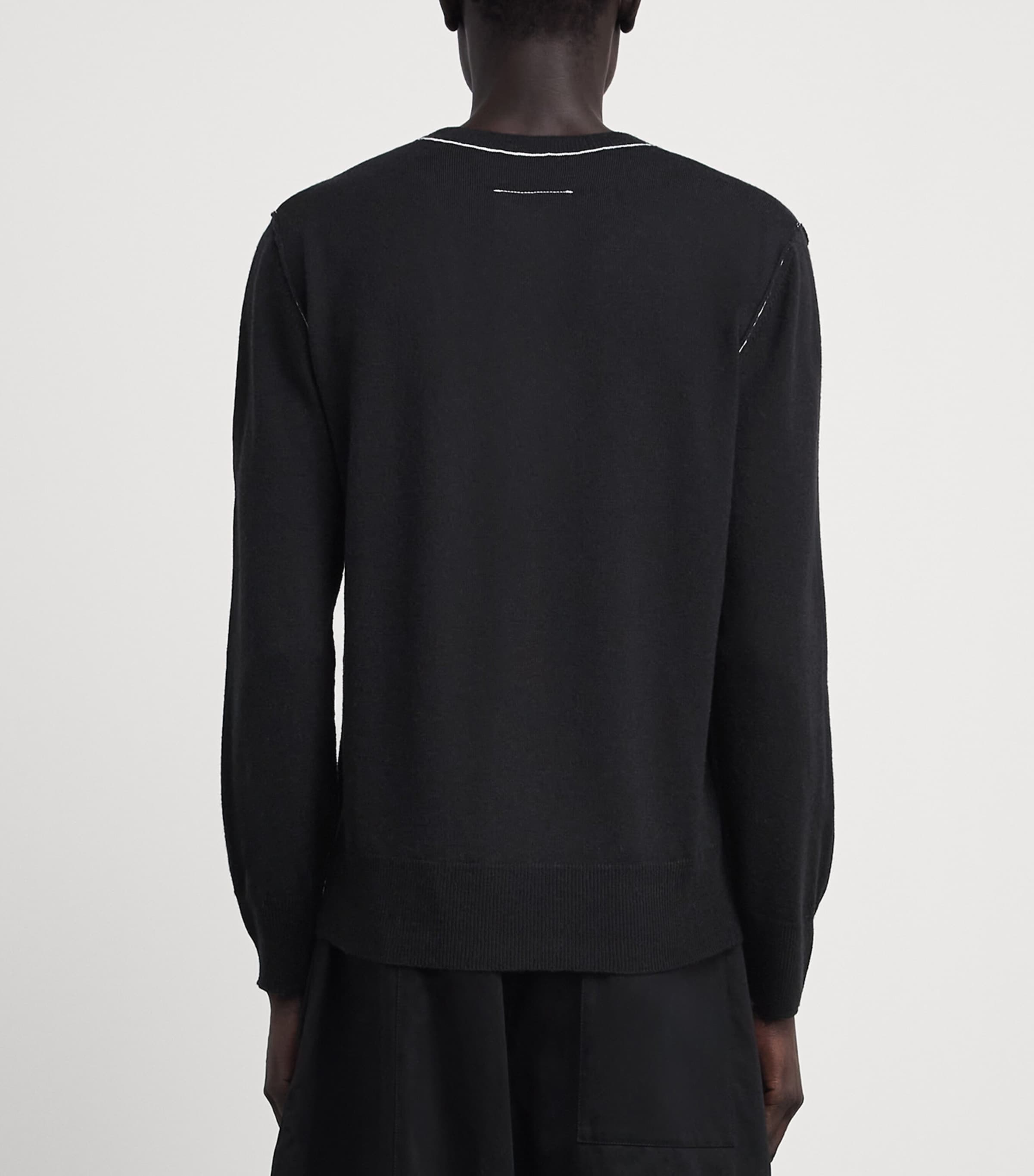 MM6 Maison Margiela Mens Virgin Wool-Blend Numeric Tab Sweater Black Image 5