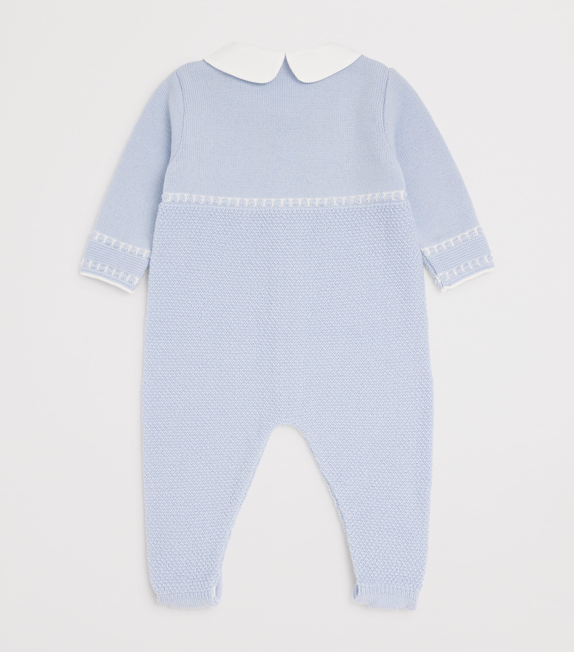 Paz Rodriguez Knitted All-In-One (0-12 Months) Light Blue/cream Image 2