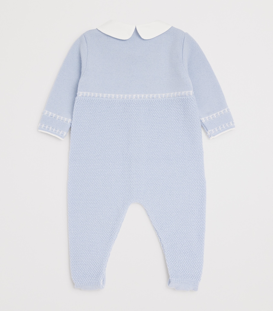 Paz Rodriguez Knitted All-In-One (0-12 Months) Light Blue/cream Image 2