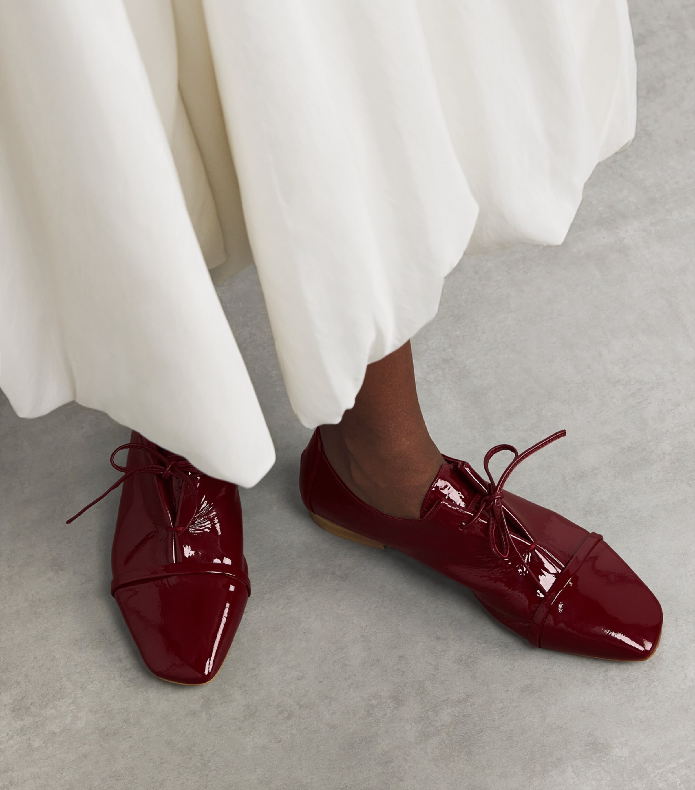 Patent Leather Jean Lace-Up Flats ROSEWOOD Image 2