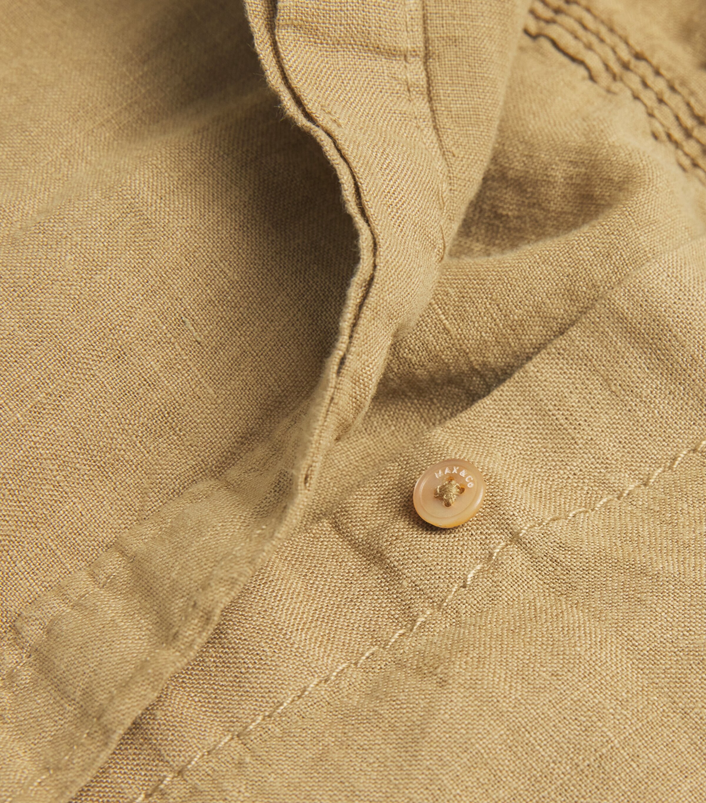 MAX&Co. Womens Linen Collar Top Sand Image 5