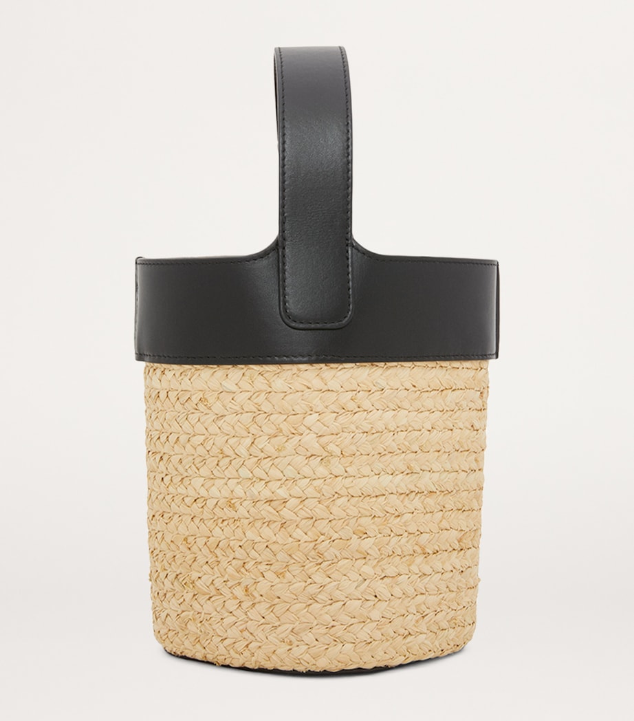 Mini Raffia Pebble Bucket Bag NATURAL/BLACK Image 3