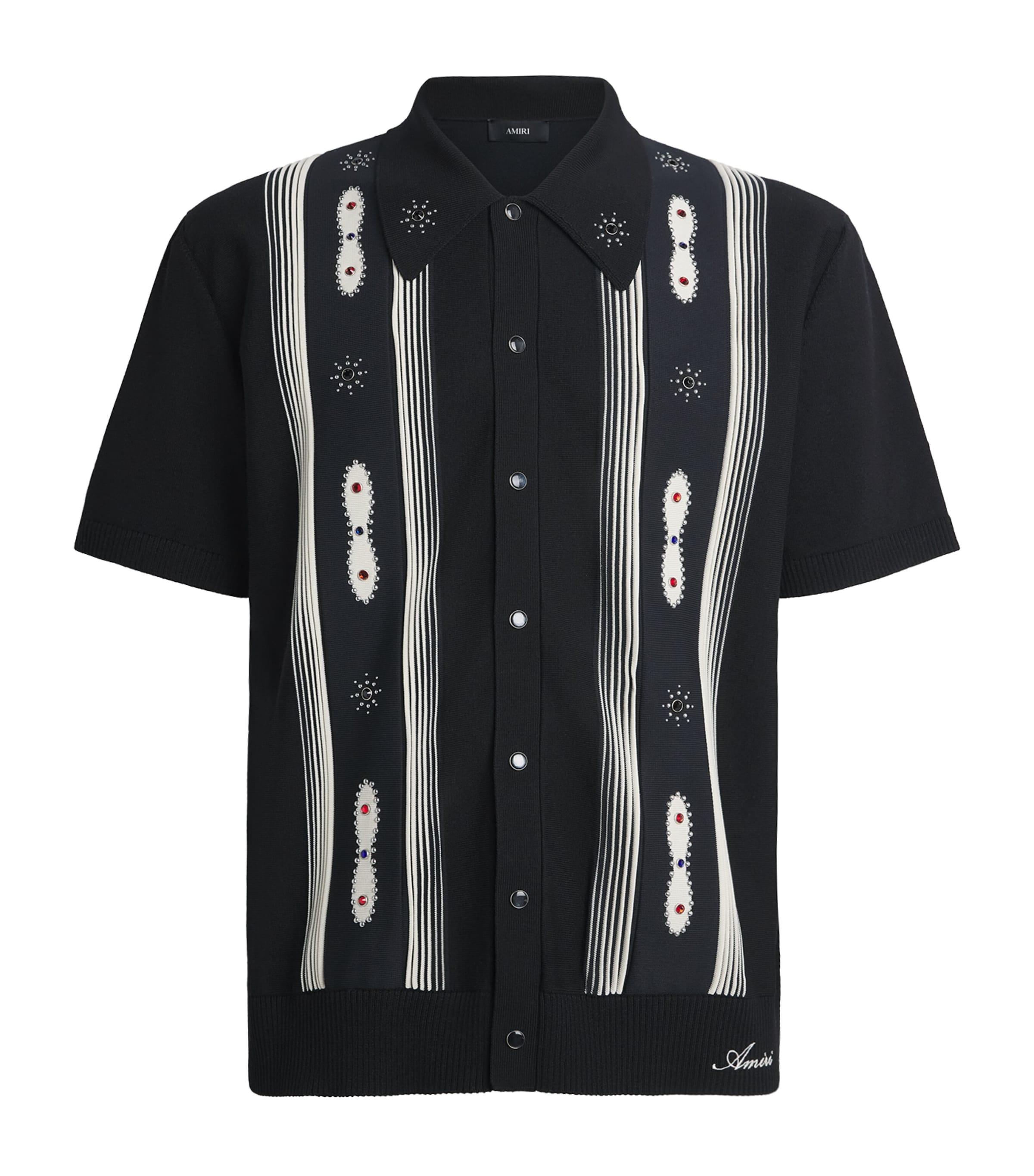 Wool-Blend Stud Stripe Shirt BLACK Image 1