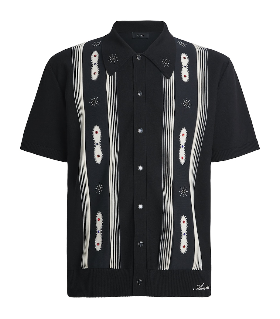 Wool-Blend Stud Stripe Shirt BLACK Image 1