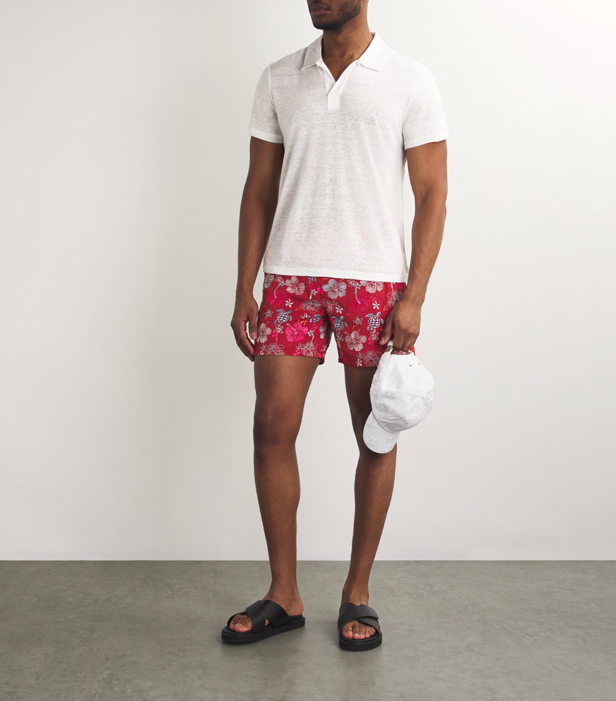 Linen Pyramid Polo Shirt 010 WHITE Image 2