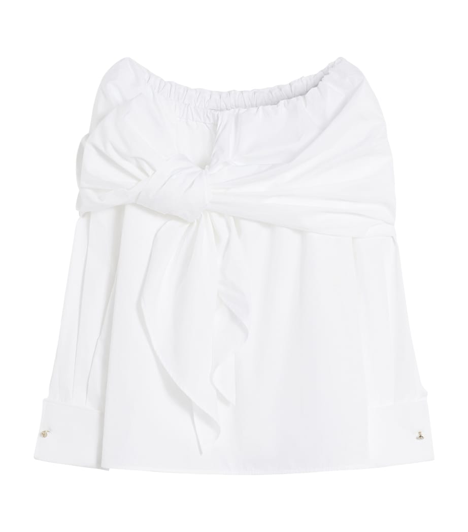 Cotton Asymmetrical Bow Blouse OPTICAL WHITE Image 1