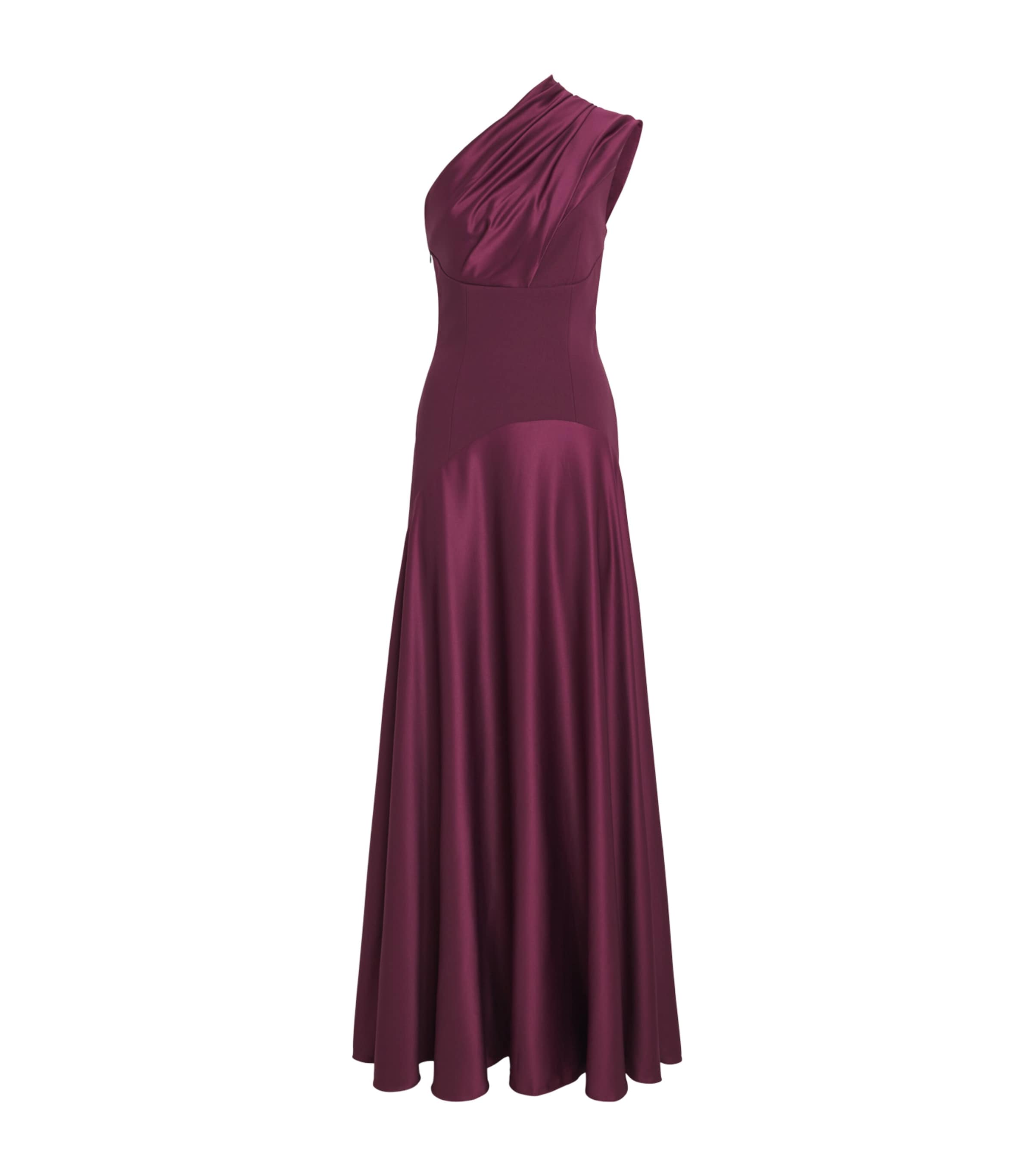 Solace London Womens One-Shoulder Satin Gabriela Gown Grape Image 1