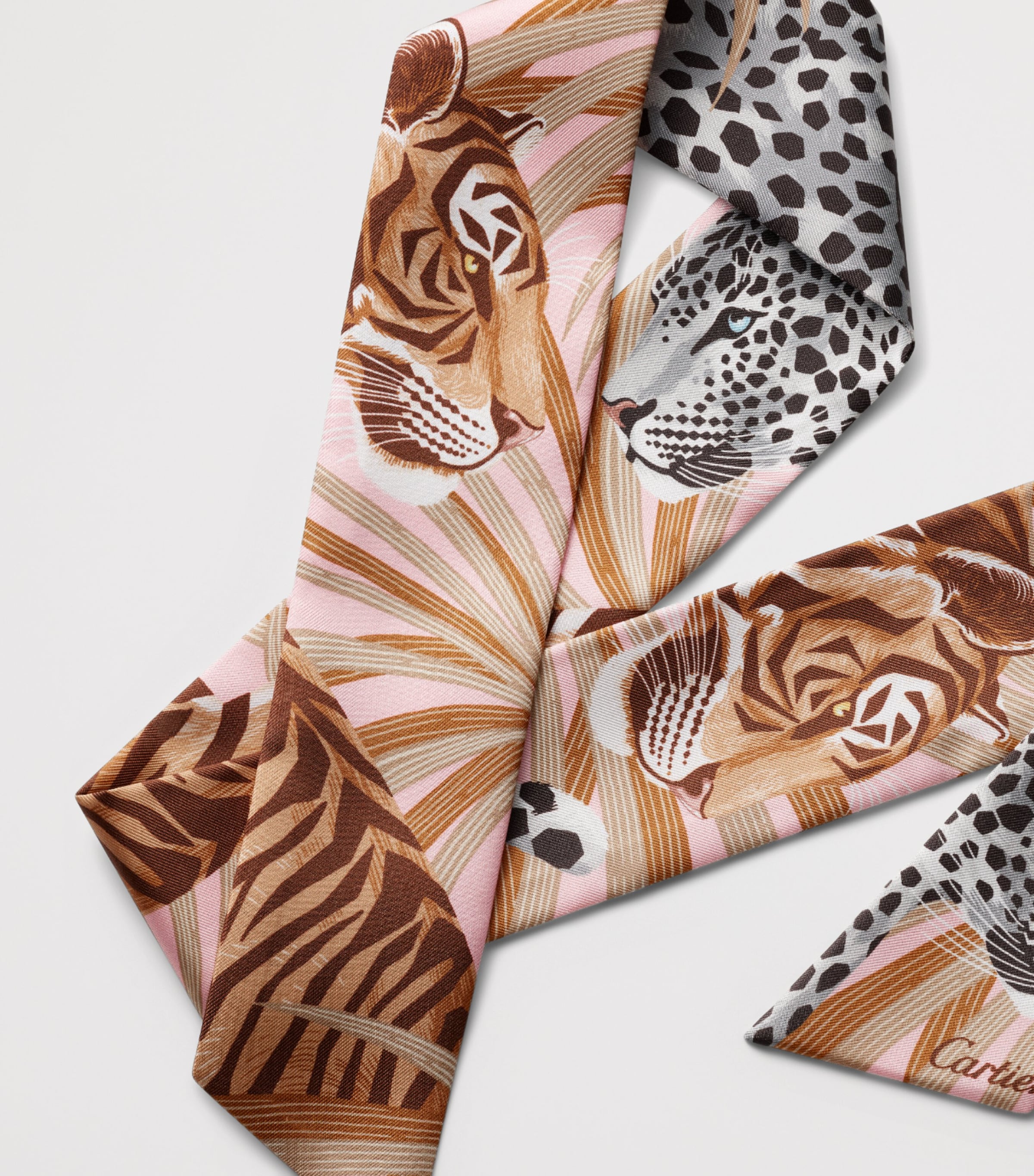 Cartier Silk Panthère and Tigre Scarf Pink Image 3