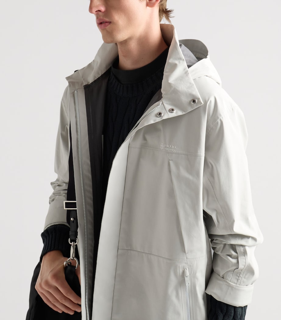 Prada Mens Technical Fabric Hooded Jacket Neutral Image 6