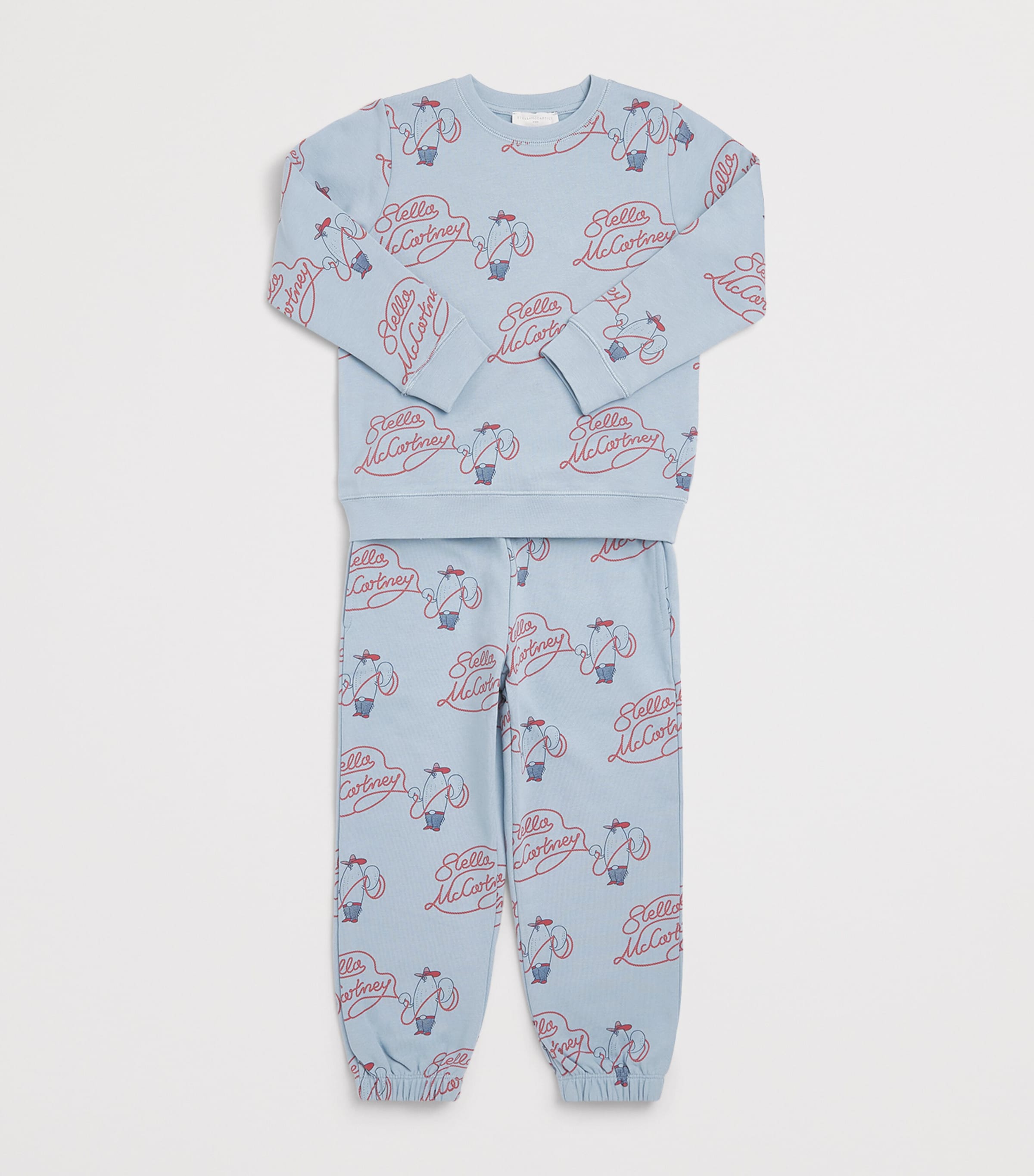 Stella McCartney Kids Cotton Lasso Sweatpants (3-14 Years) Blu Nebbia/multi Image 3