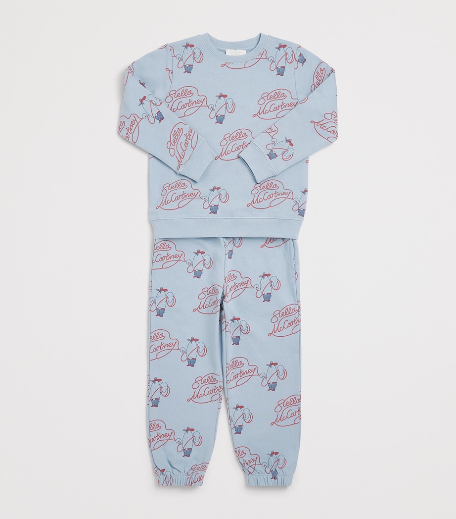 Stella McCartney Kids Cotton Lasso Sweatpants (3-14 Years) Blu Nebbia/multi Image 3
