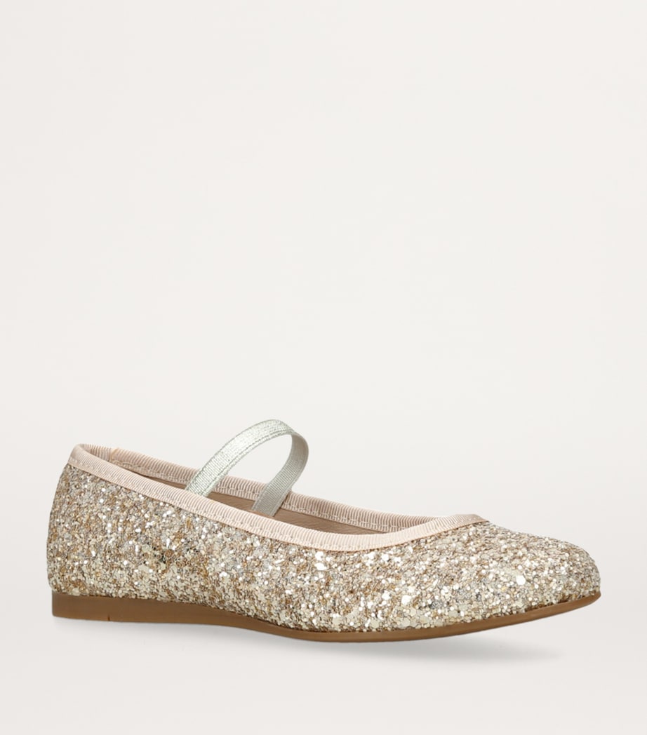 Leather Glitter Bug Ballet Flats SILVER Image 3