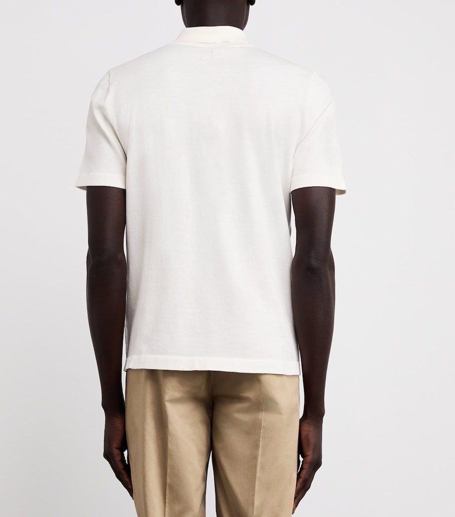 Canali Mens Cotton Zip-Up Polo Shirt Image 4
