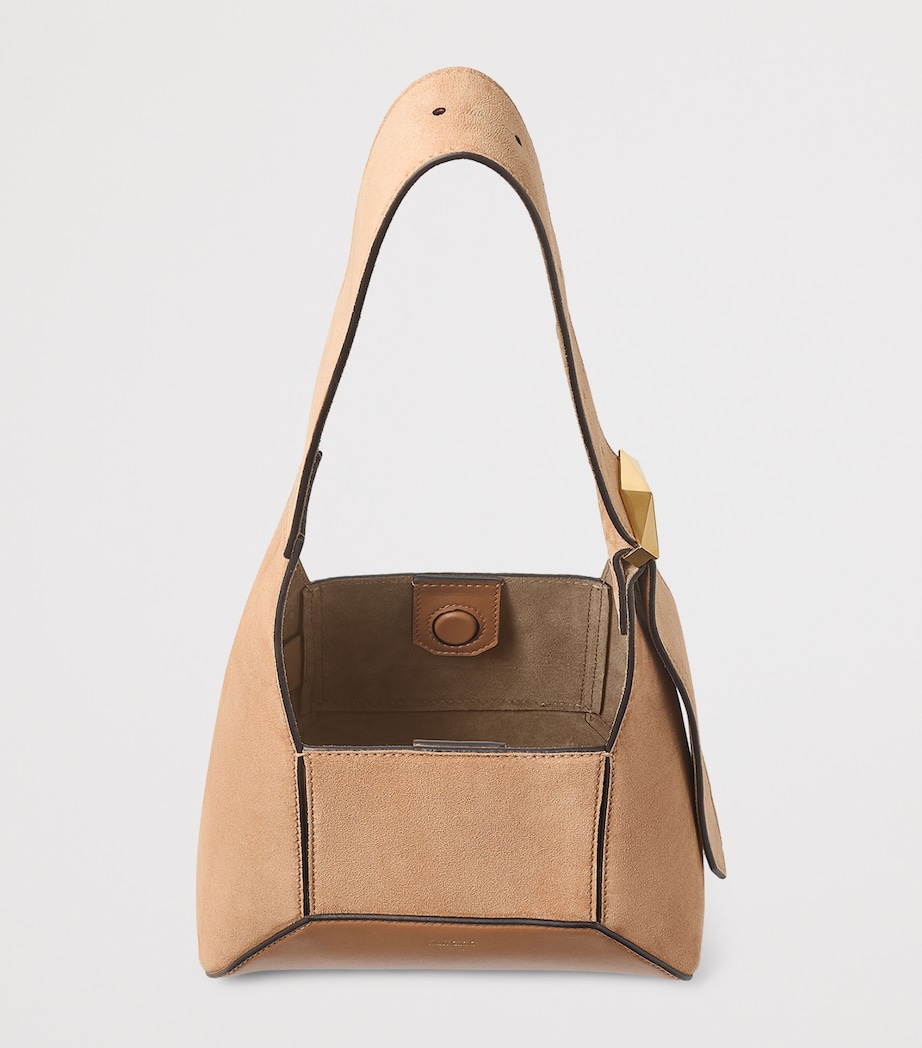 Small Leather Diamond Hobo Shoulder Bag TOFFEE/GOLD Image 4