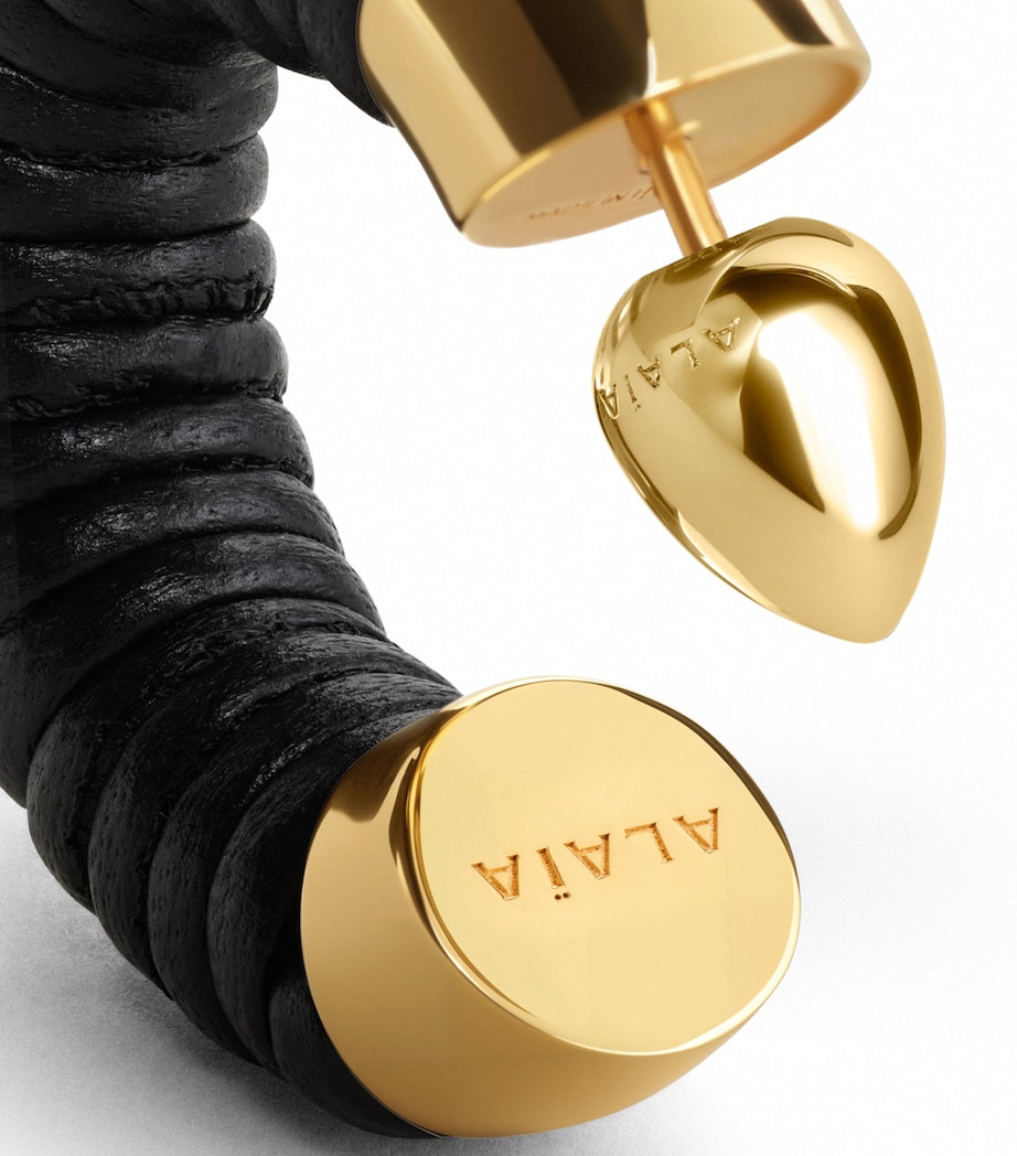 Alaïa Lambskin Tubular Hoop Earrings Marine/or Image 7