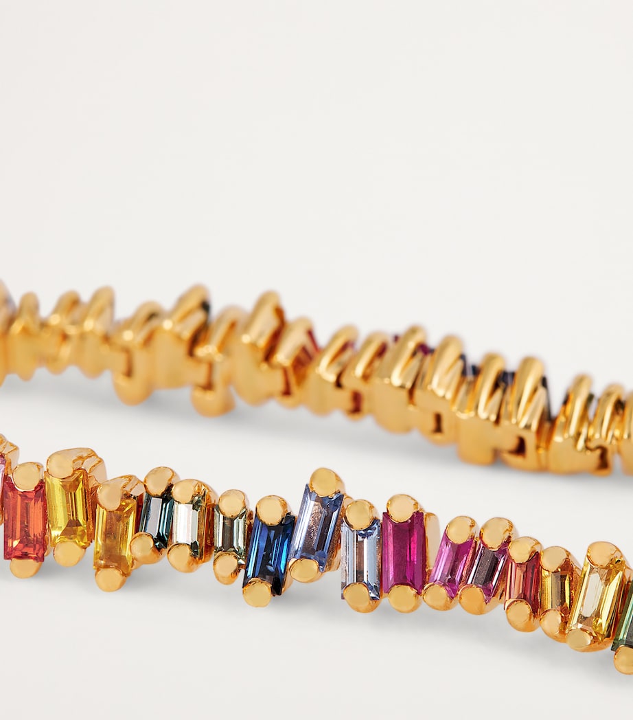 Suzanne Kalan Rose Gold and Rainbow Sapphire Bold Tennis Bracelet Rg/rs Image 6
