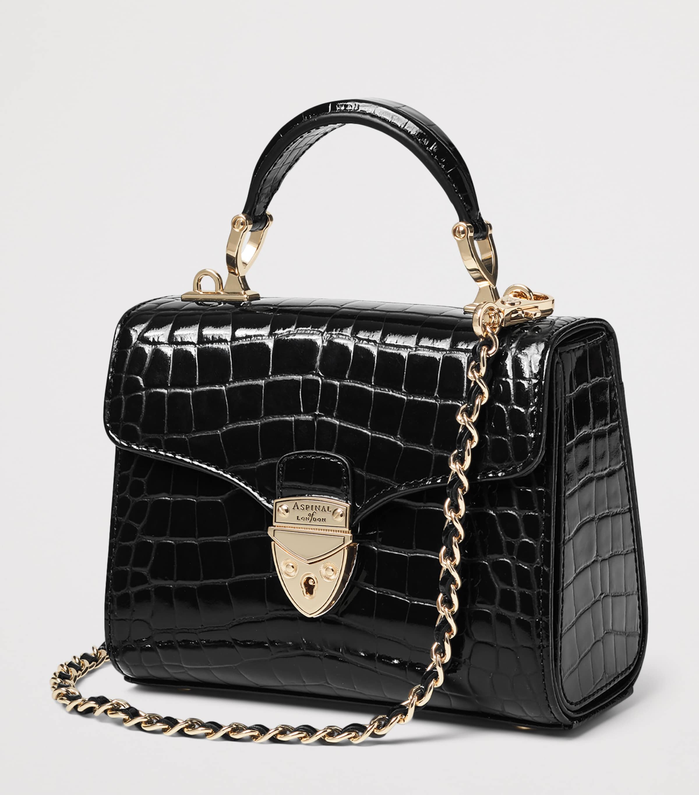 Aspinal Of London Mini Leather Mayfair Top-Handle Bag Black Image 2