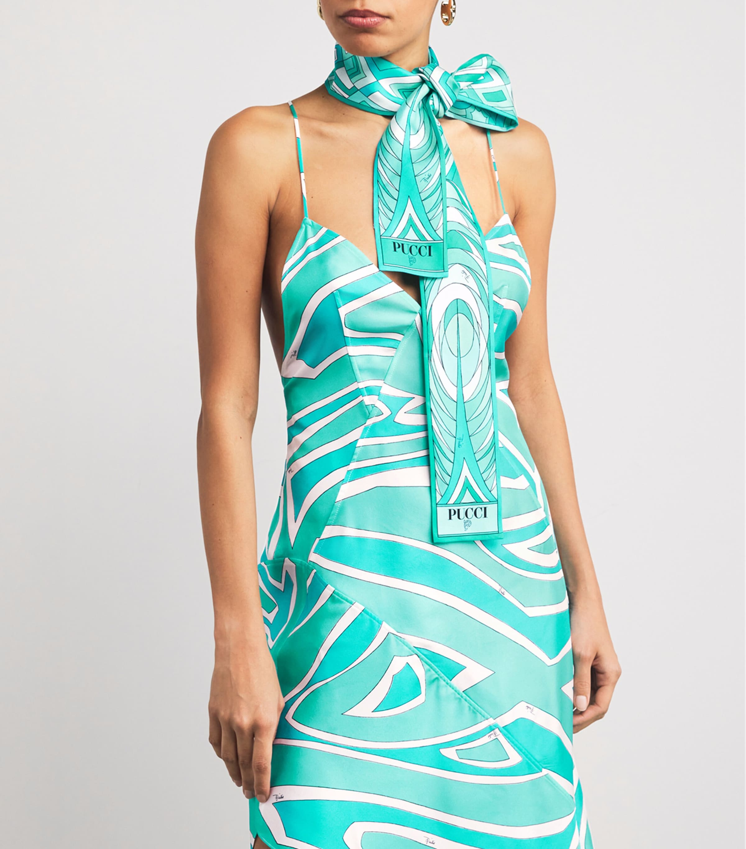 Silk Twill Volute and Collane Print Scarf 2/TURQUOISE Image 2