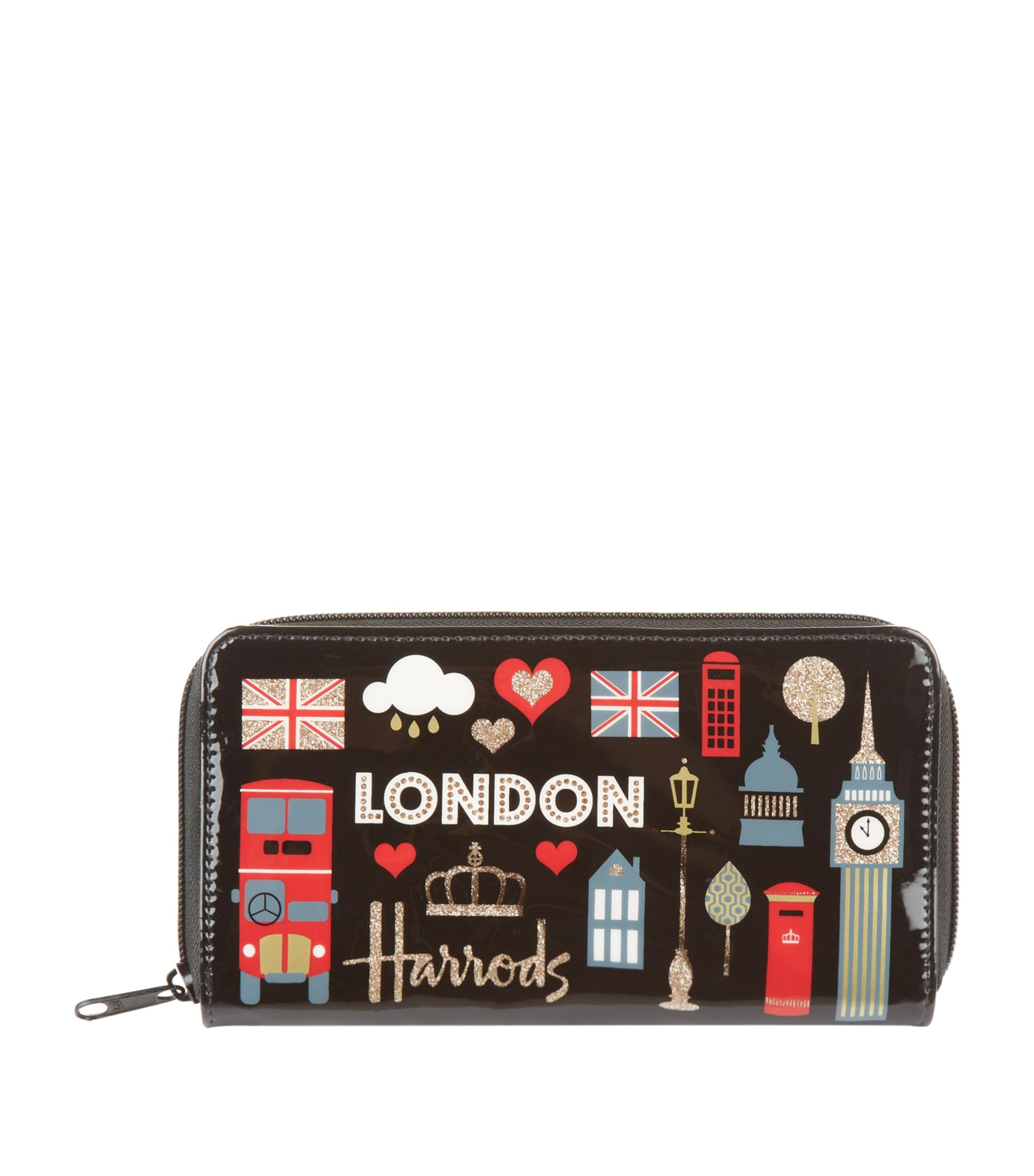 Harrods Glitter London Wallet In Black