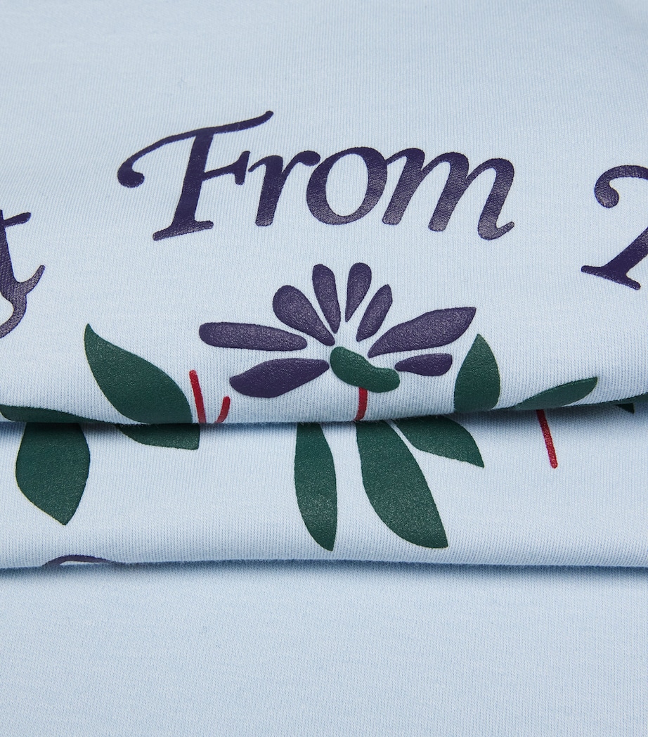 Cotton Rose Slogan T-Shirt LIGHT BLUE Image 5