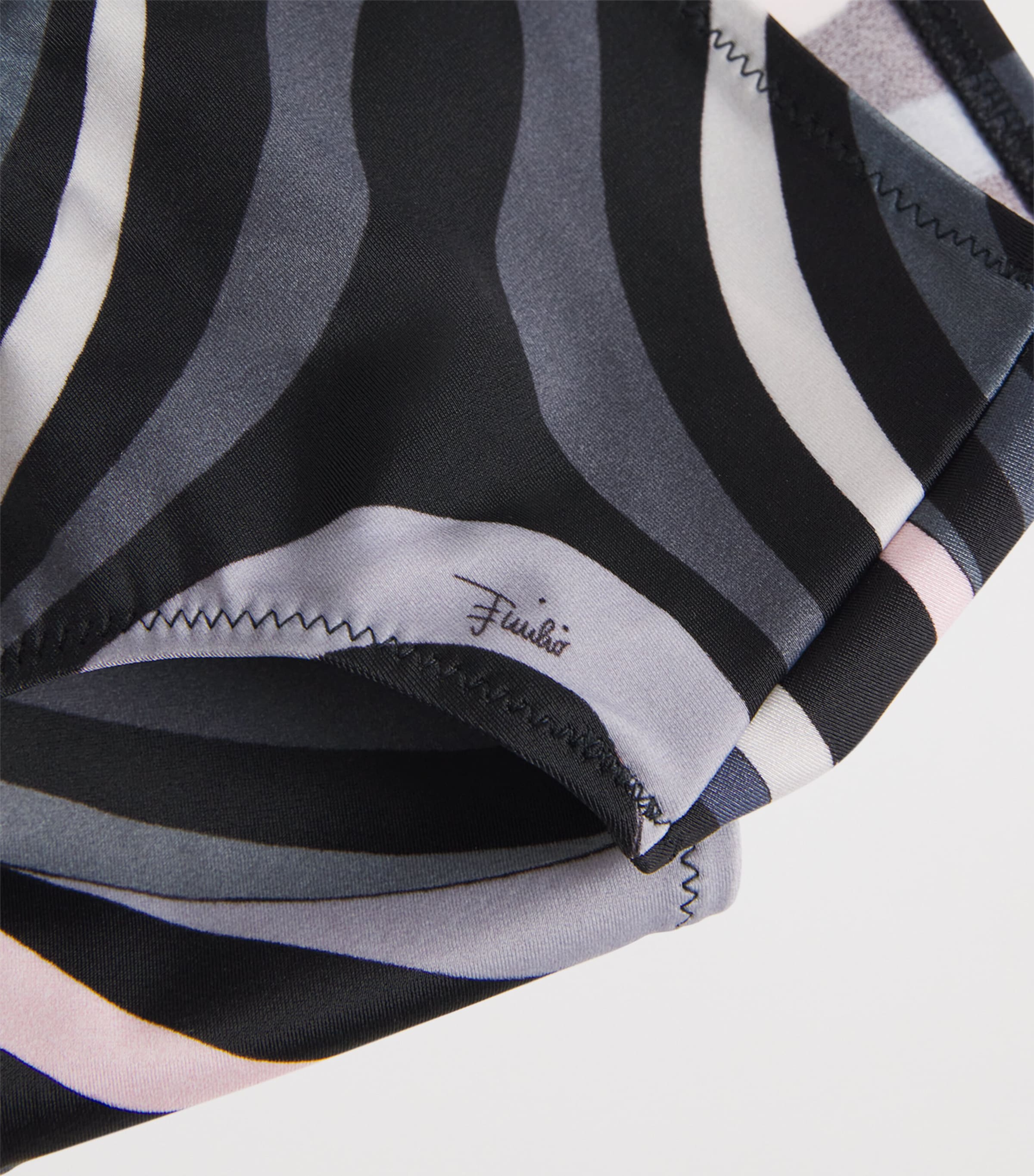 One-Shoulder Marmo Print Bikini Top 068/BLACK PINK Image 4