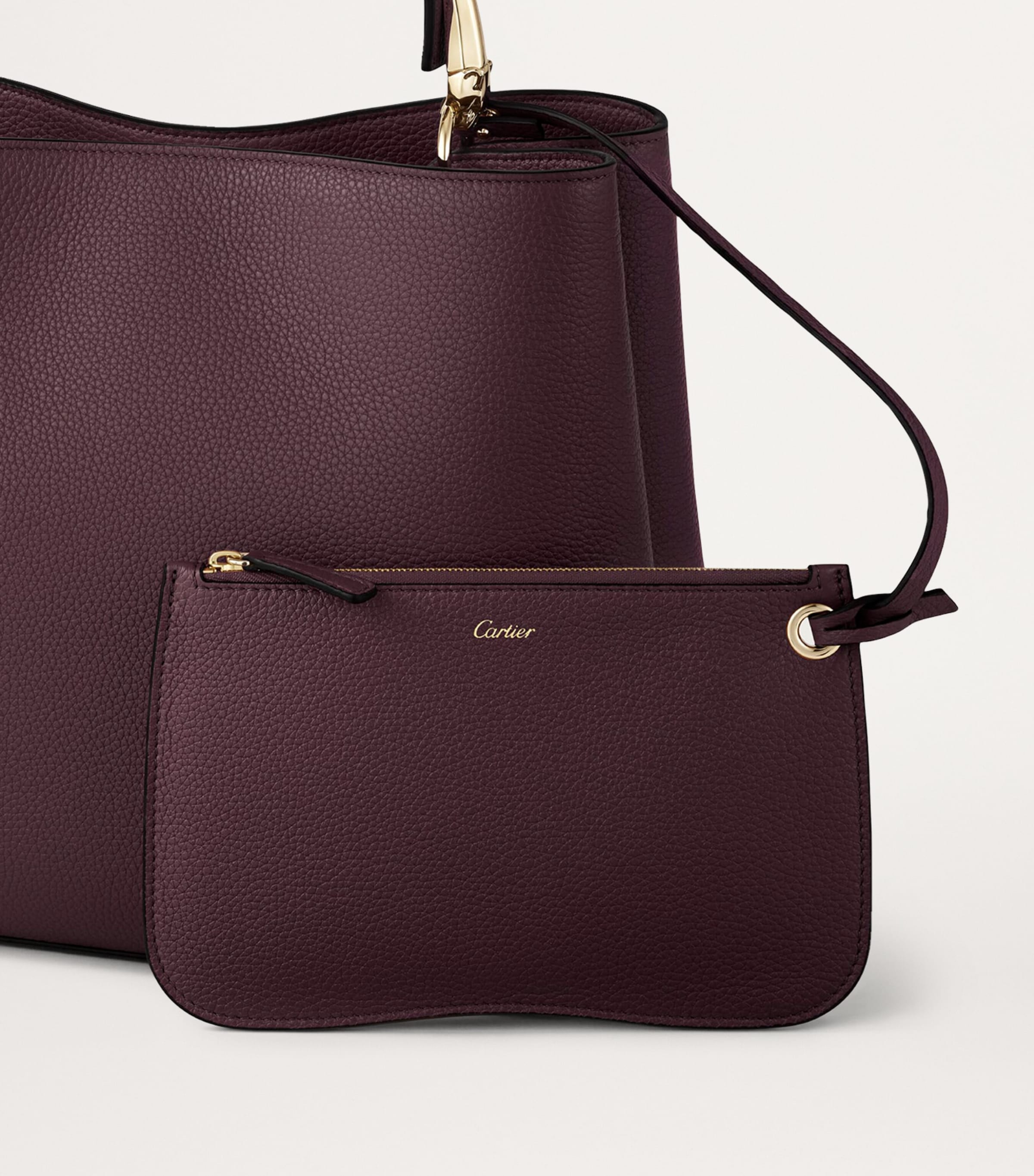 Medium Calfskin Panthère de Cartier Top-Handle Bag PLUM Image 4