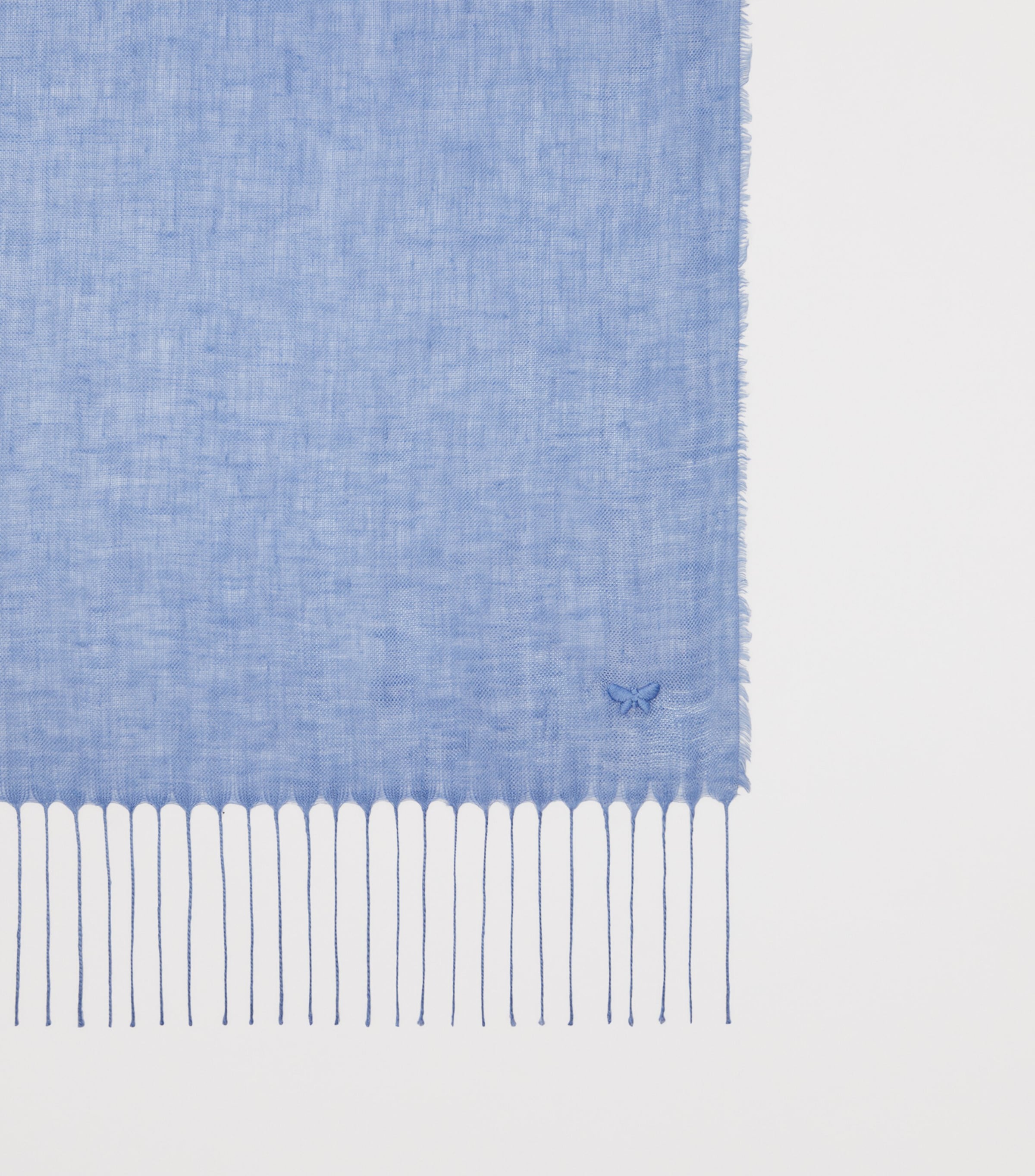Weekend Max Mara Linen Fringe-Trim Scarf Light Blue Image 3