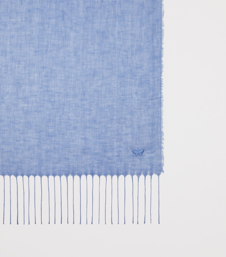 Weekend Max Mara Linen Fringe-Trim Scarf Light Blue Image 3