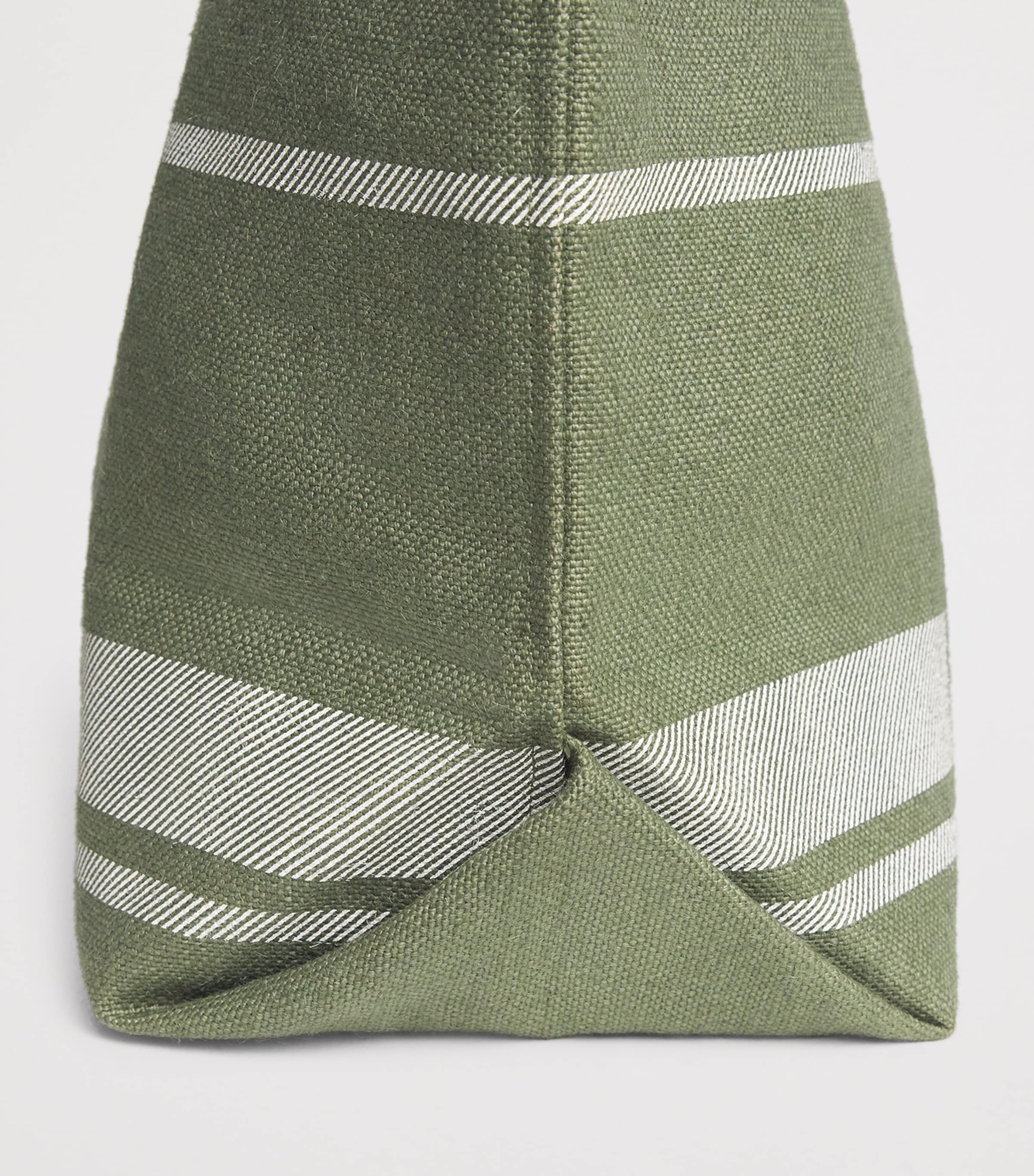 Harrods Jute Stripe Shopper Bag Green Image 4