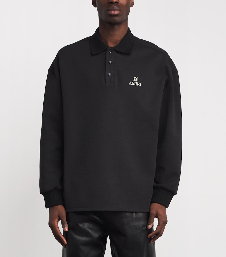 Oversized Logo Polo Shirt BLACK Image 3