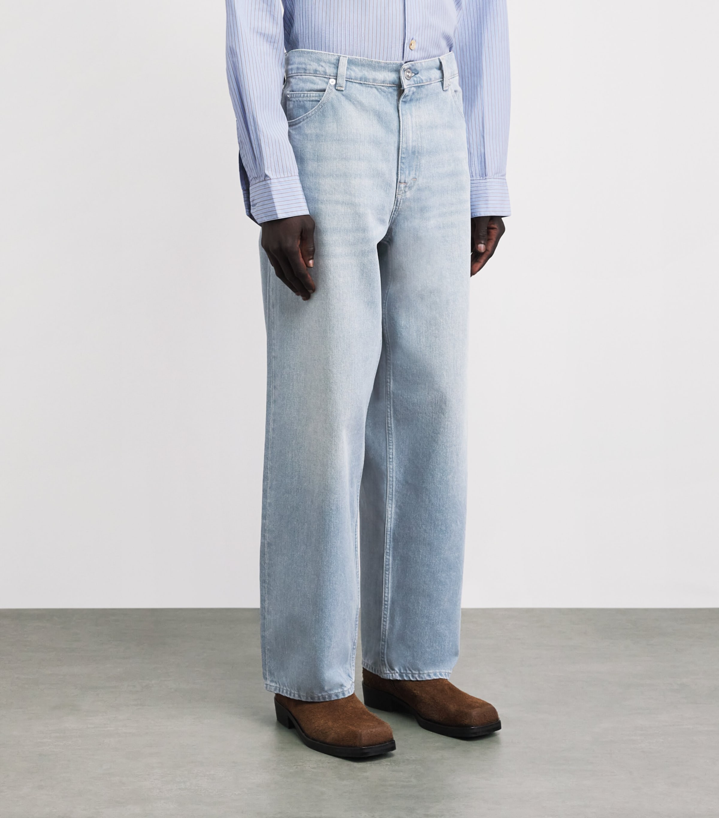 Our Legacy Mens Vast Cut Wide-Leg Jeans Pale Coast Wash Image 4