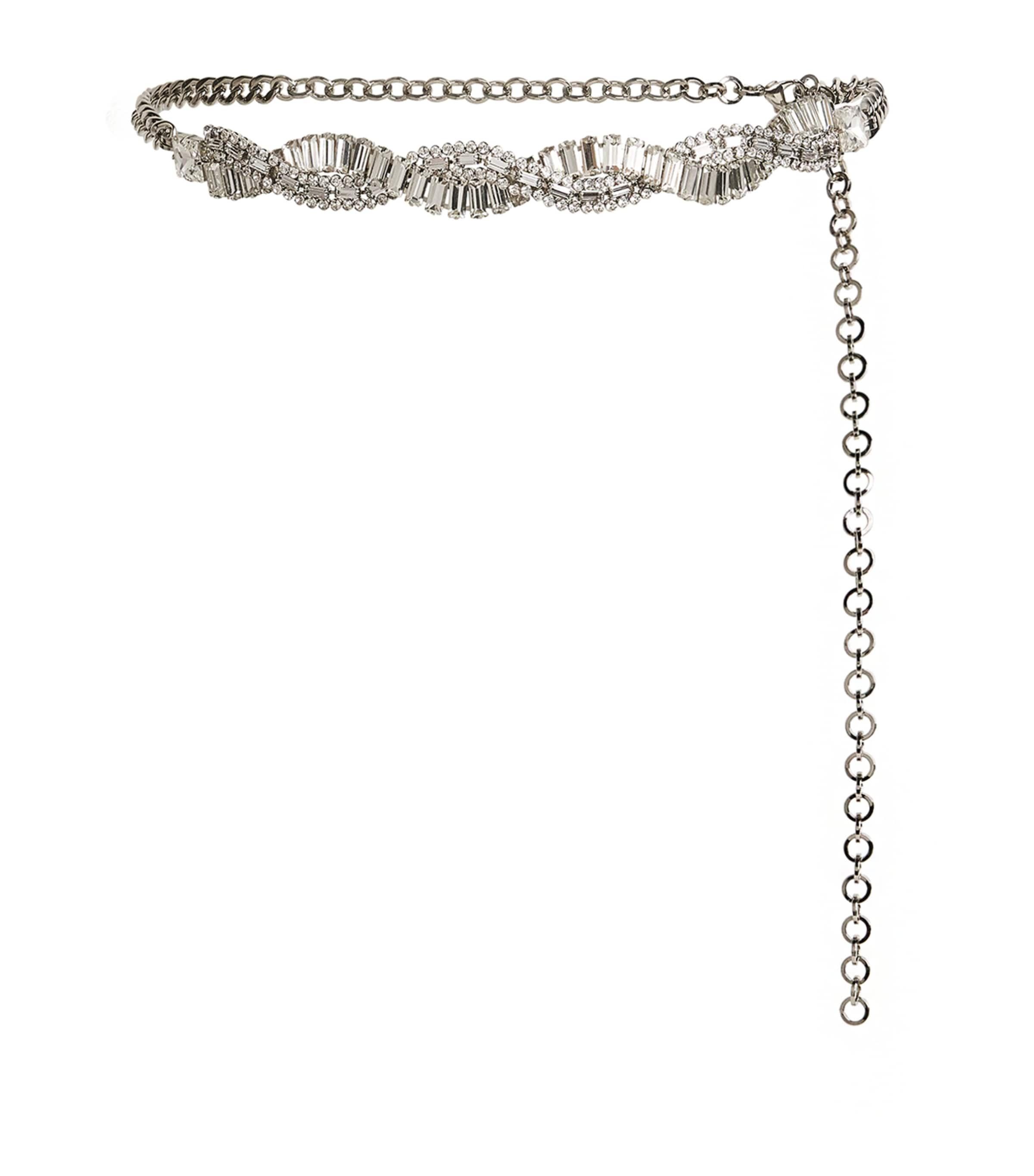 Alessandra Rich Crystal Braid Belt In Metallic