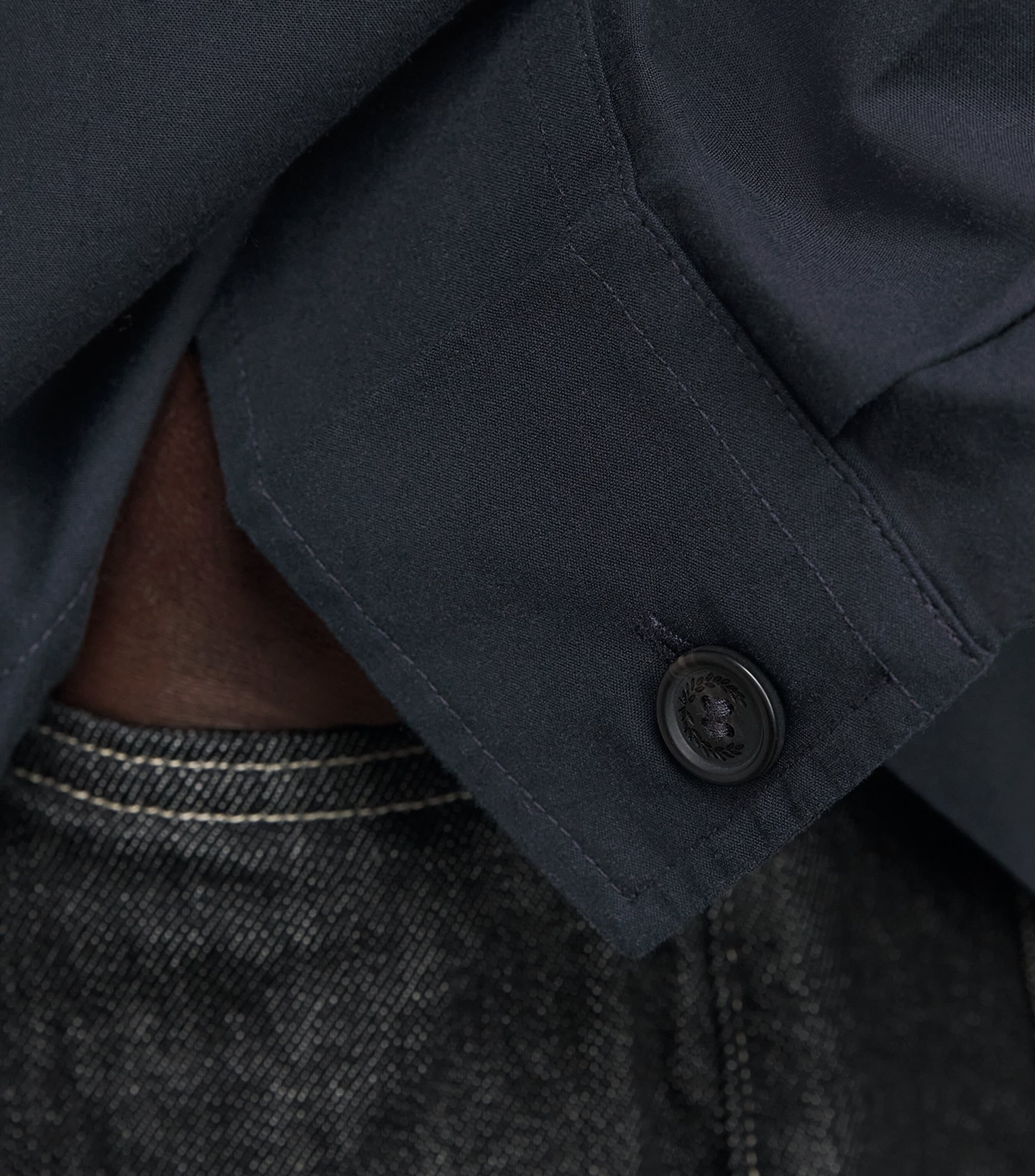 Fred Perry Mens Zip-Up Overshirt Navy Image 3