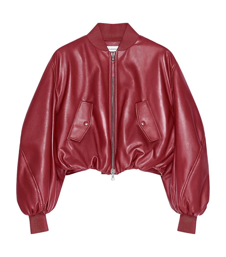 Givenchy Womens Leather Cropped Cocoon Bomber Jacket Image 1