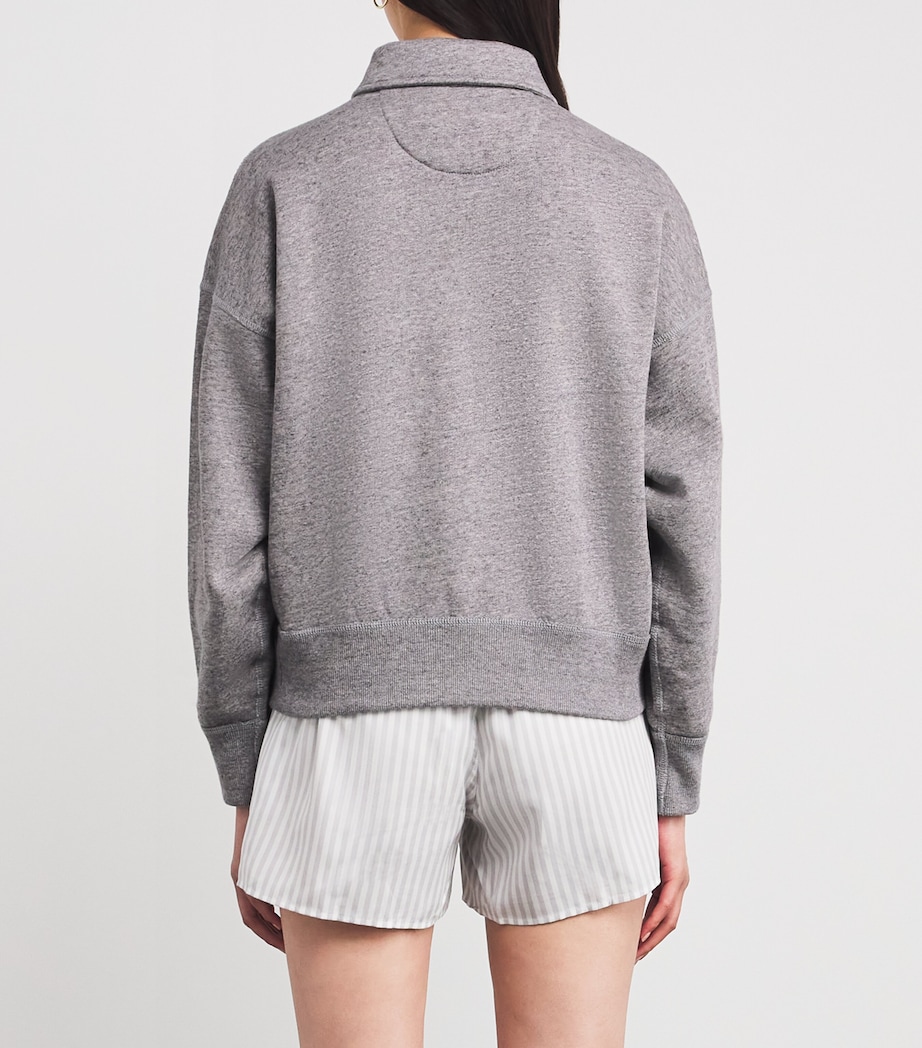 Cotton-Blend Quarter-Zip Sweatshirt DARK VINTAGE HEATHER Image 4