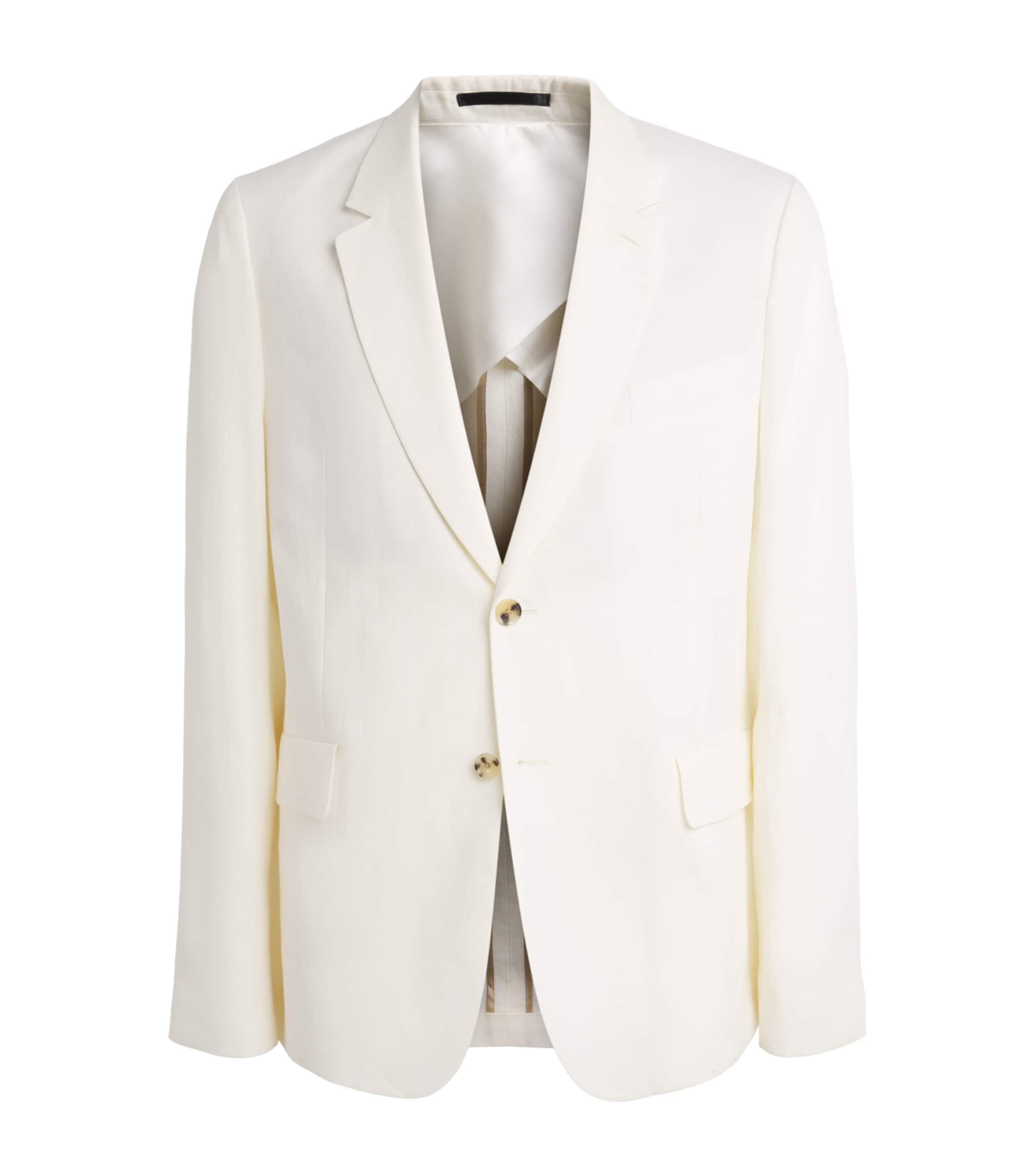 Paul Smith Mens Linen Single-Breast Blazer White Image 1
