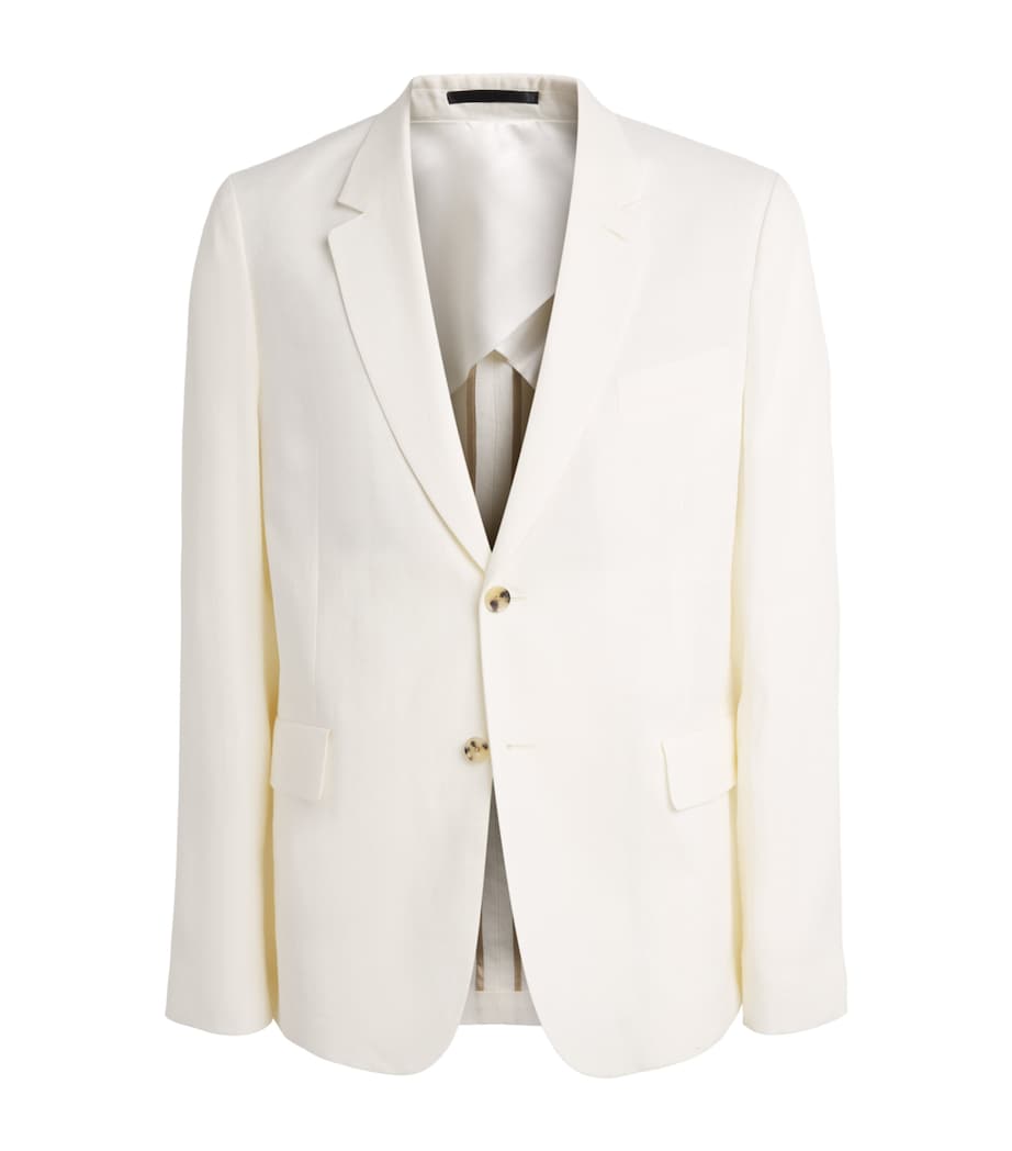 Paul Smith Mens Linen Single-Breast Blazer White Image 1