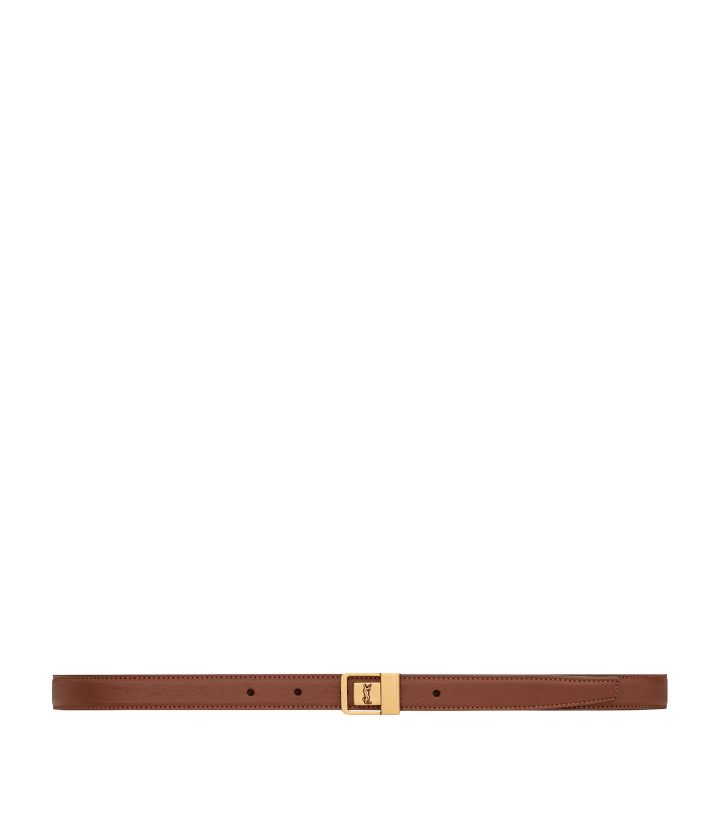 Saint Laurent Leather Fine Ceinture Boucle Belt In Beige