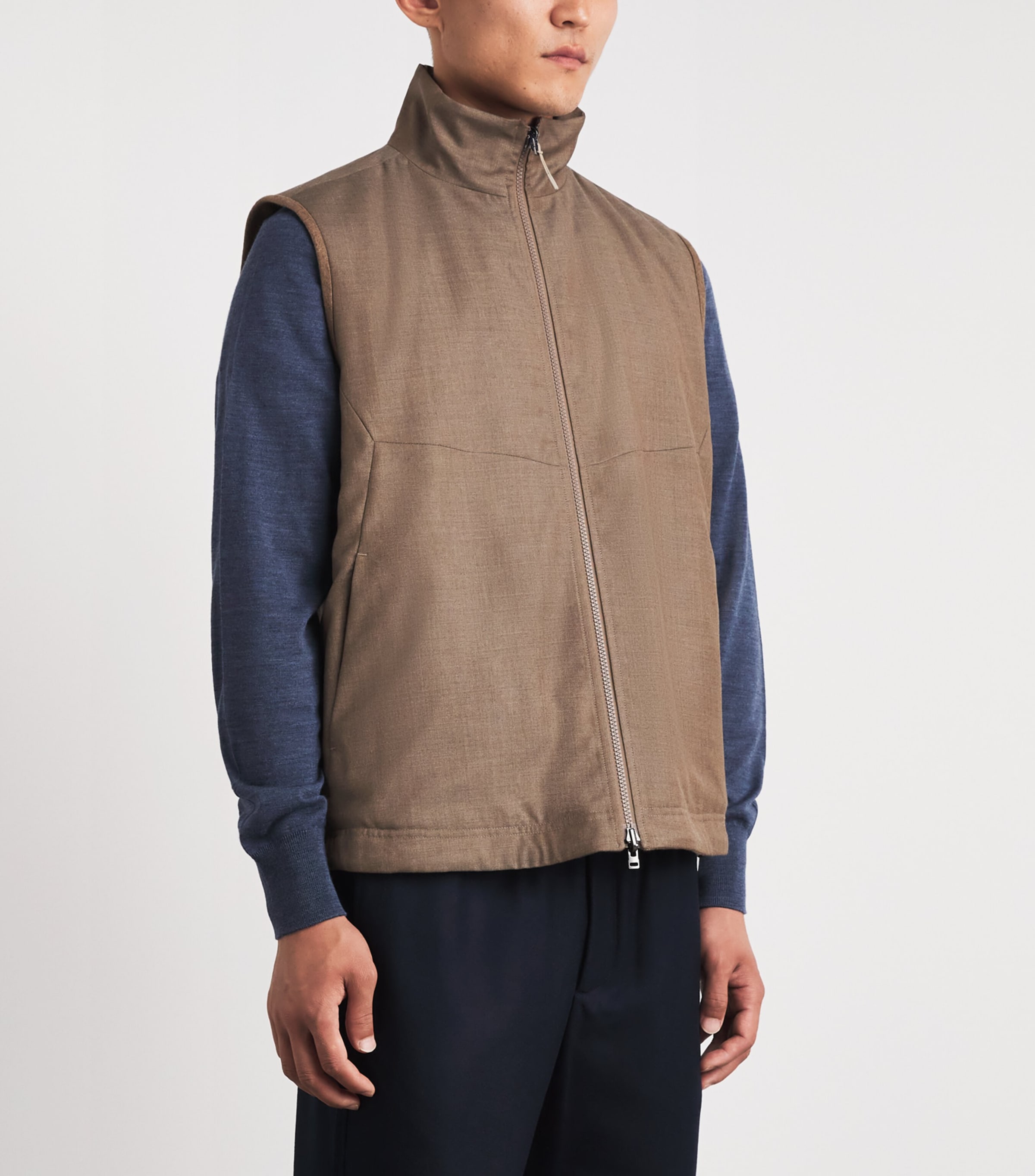 Sease Mens Virgin Wool-Cashmere Explorer Gilet Hazelnut Image 6