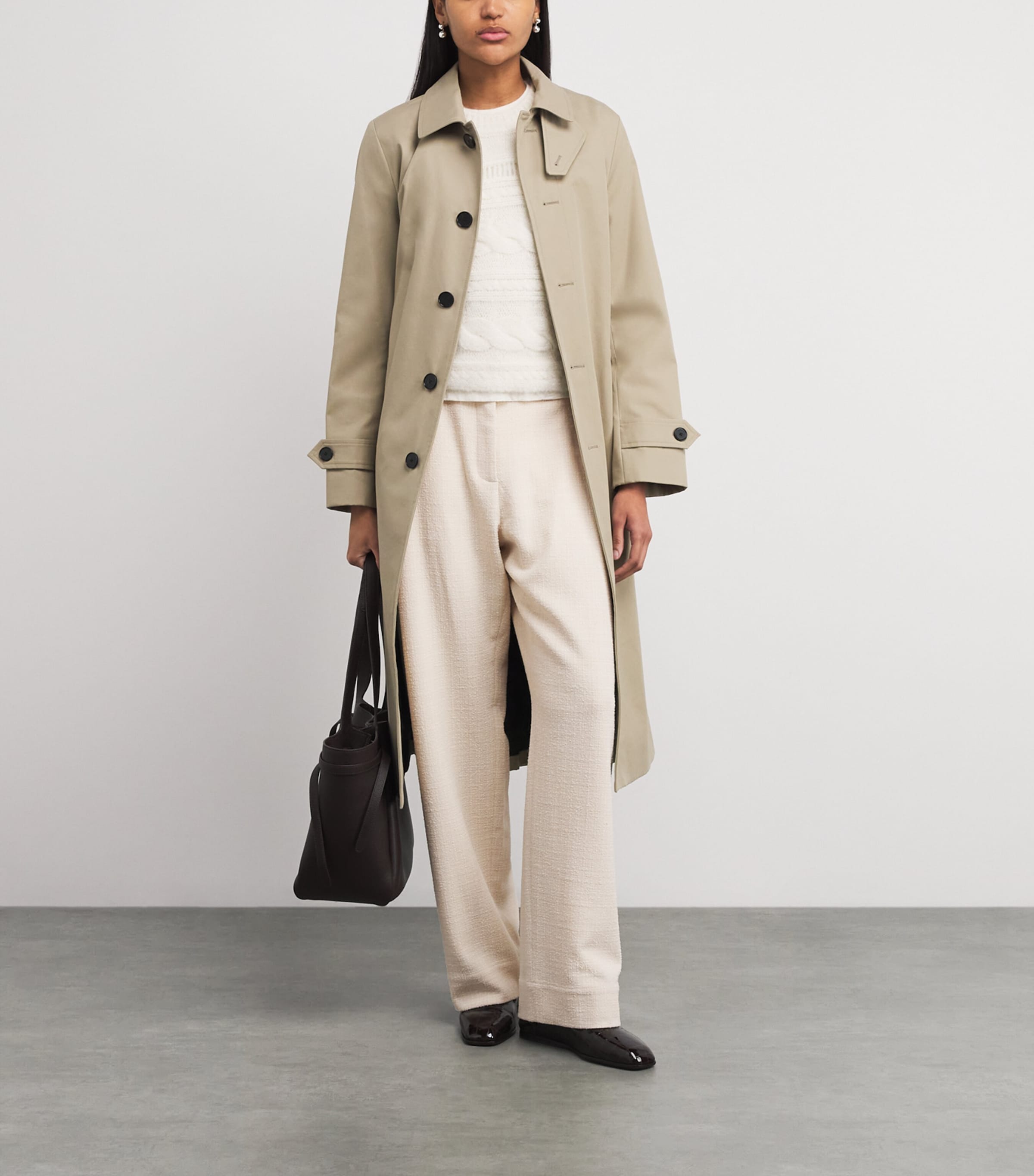 Bouclé Pleated Tapered Trousers IVORY Image 2