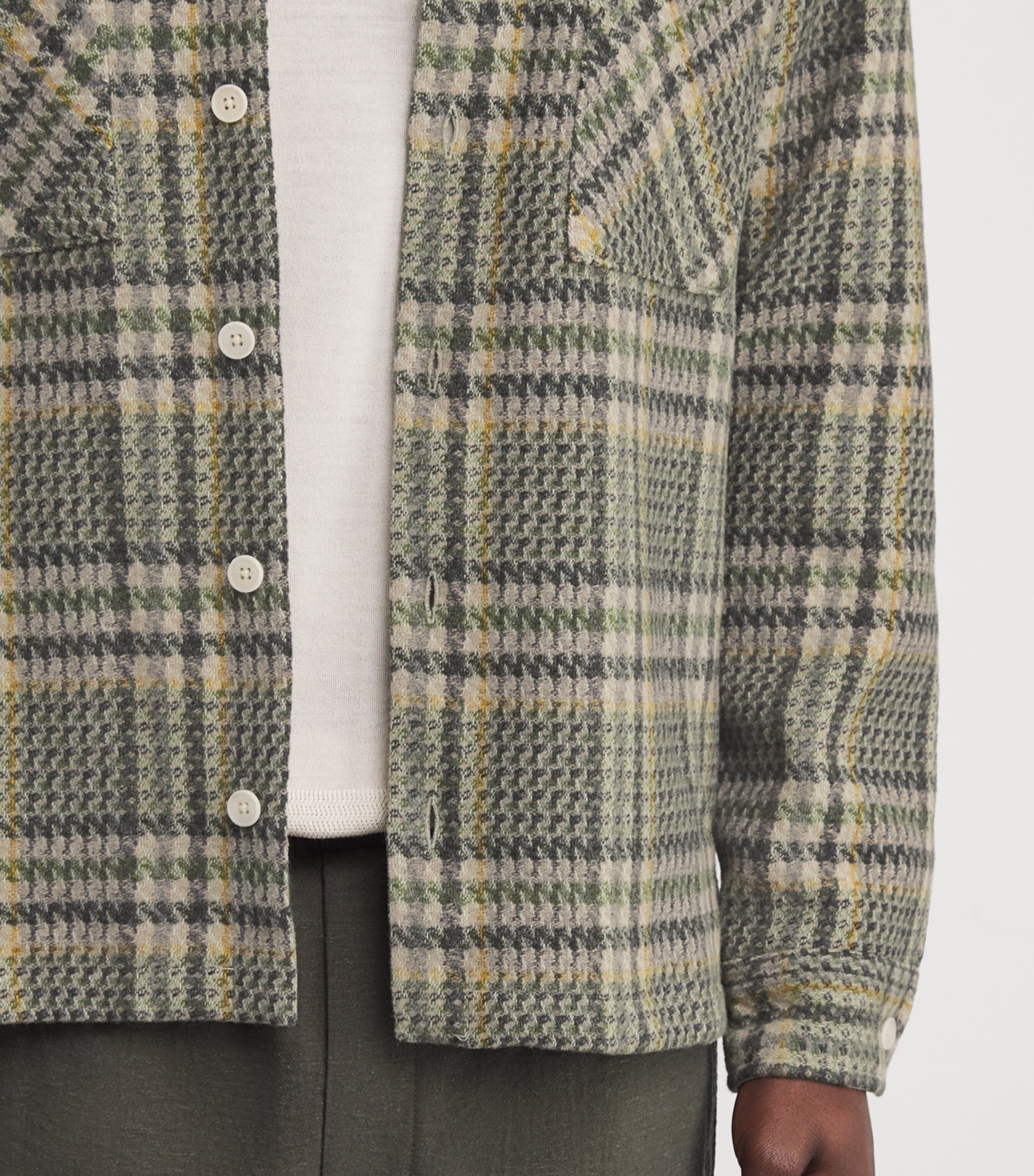 Wool-Blend Check Whiting Overshirt GREEN Image 6
