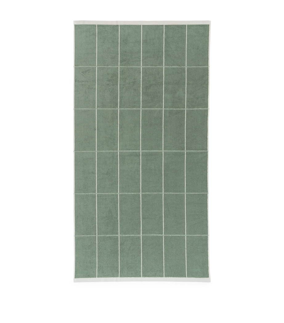 Check Miles Beach Towel (90cm x 170cm) SAGE / CHALK Image 2