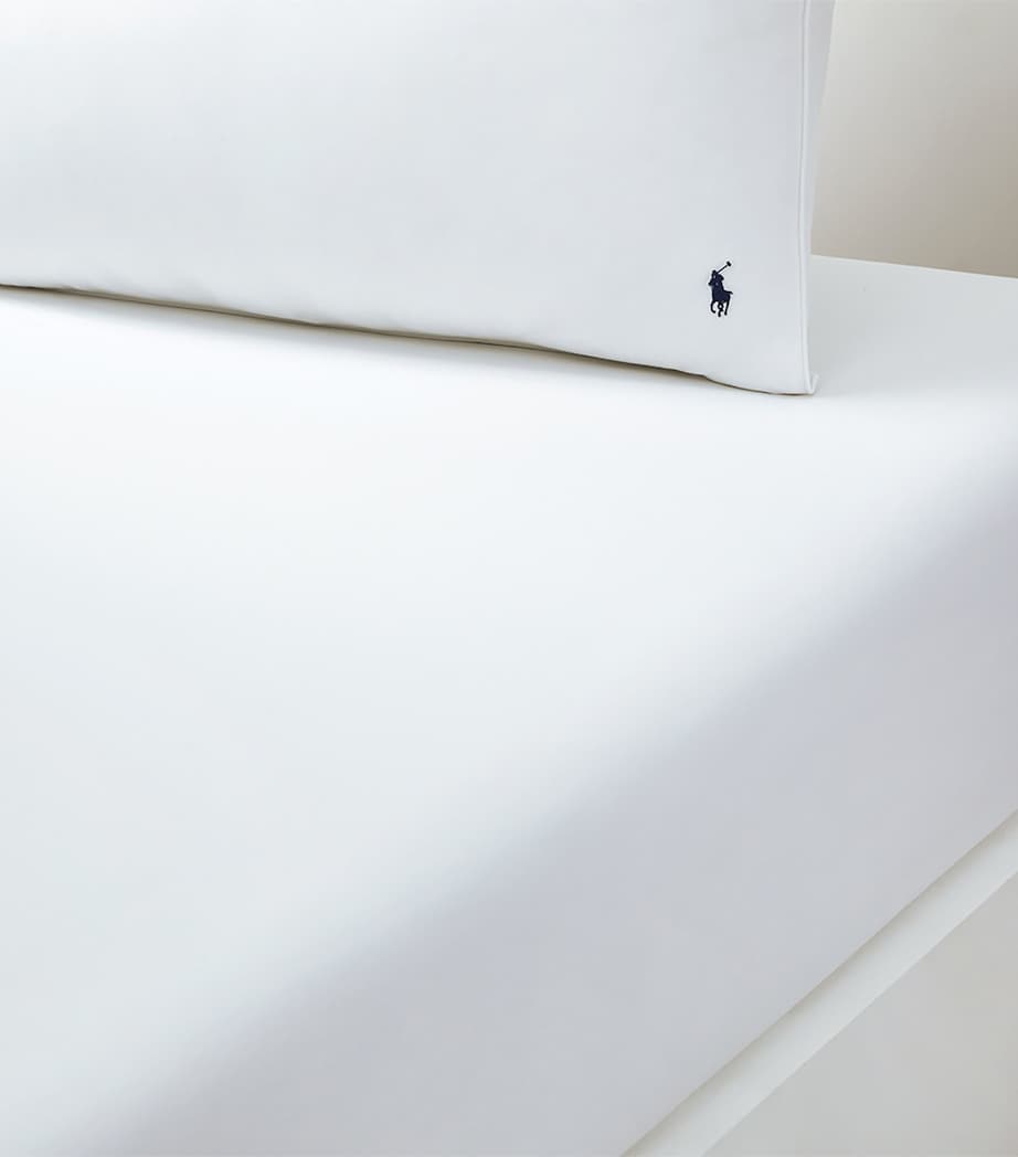 Ralph Lauren Home Polo Player Euro King Fitted Sheet (160cm x 200cm) White Image 2